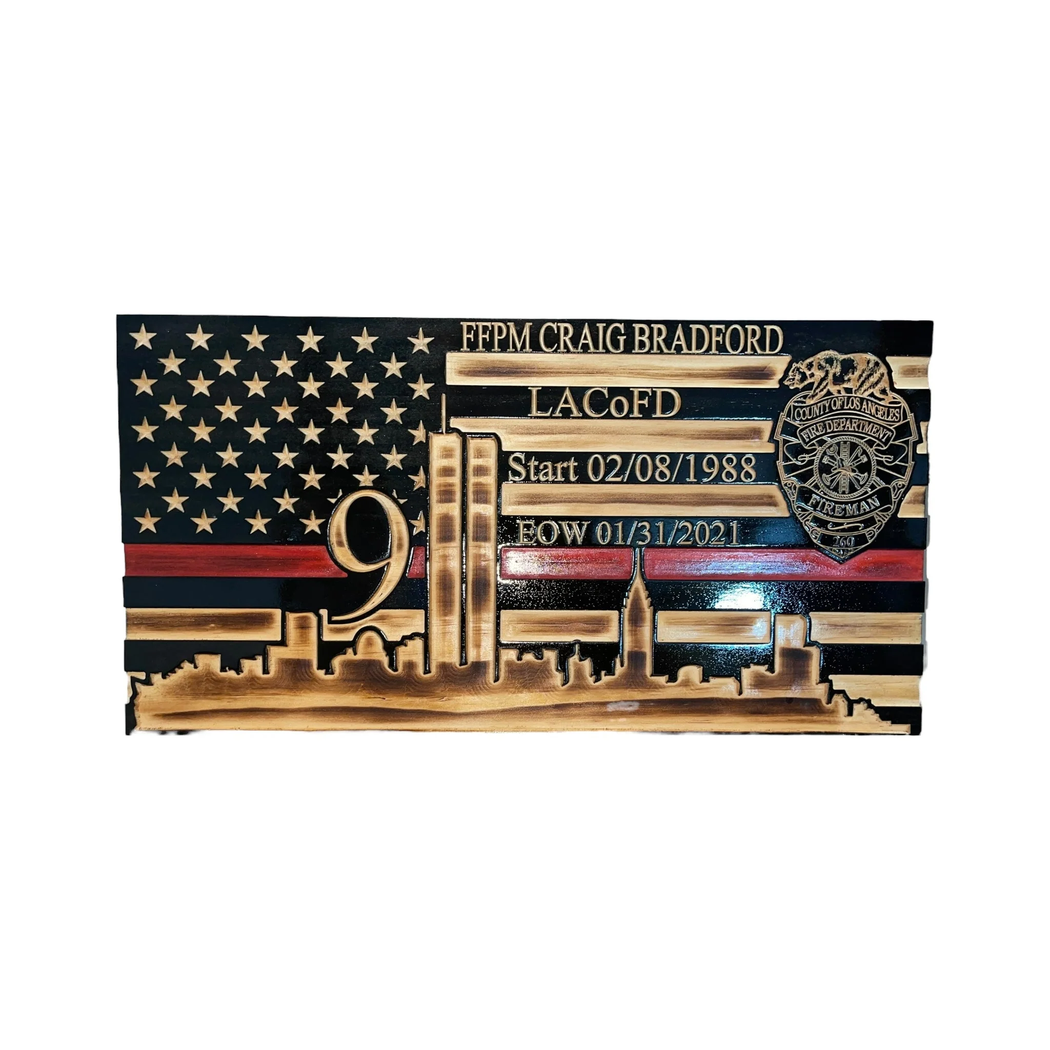 Wooden American Flag with NYC Skyline and Twin Towers - 9/11 Tribute Wall Art - Image 4