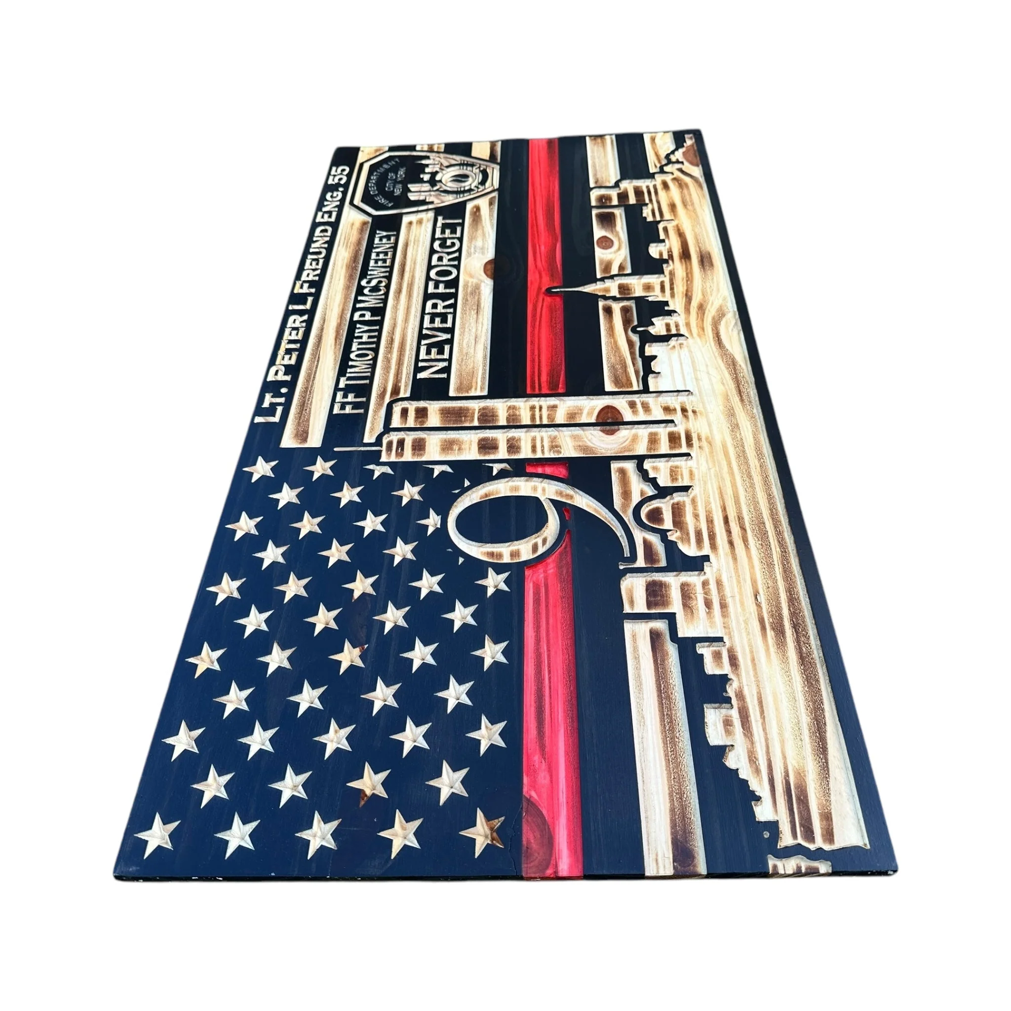 Wooden American Flag with NYC Skyline and Twin Towers - 9/11 Tribute Wall Art - Image 6