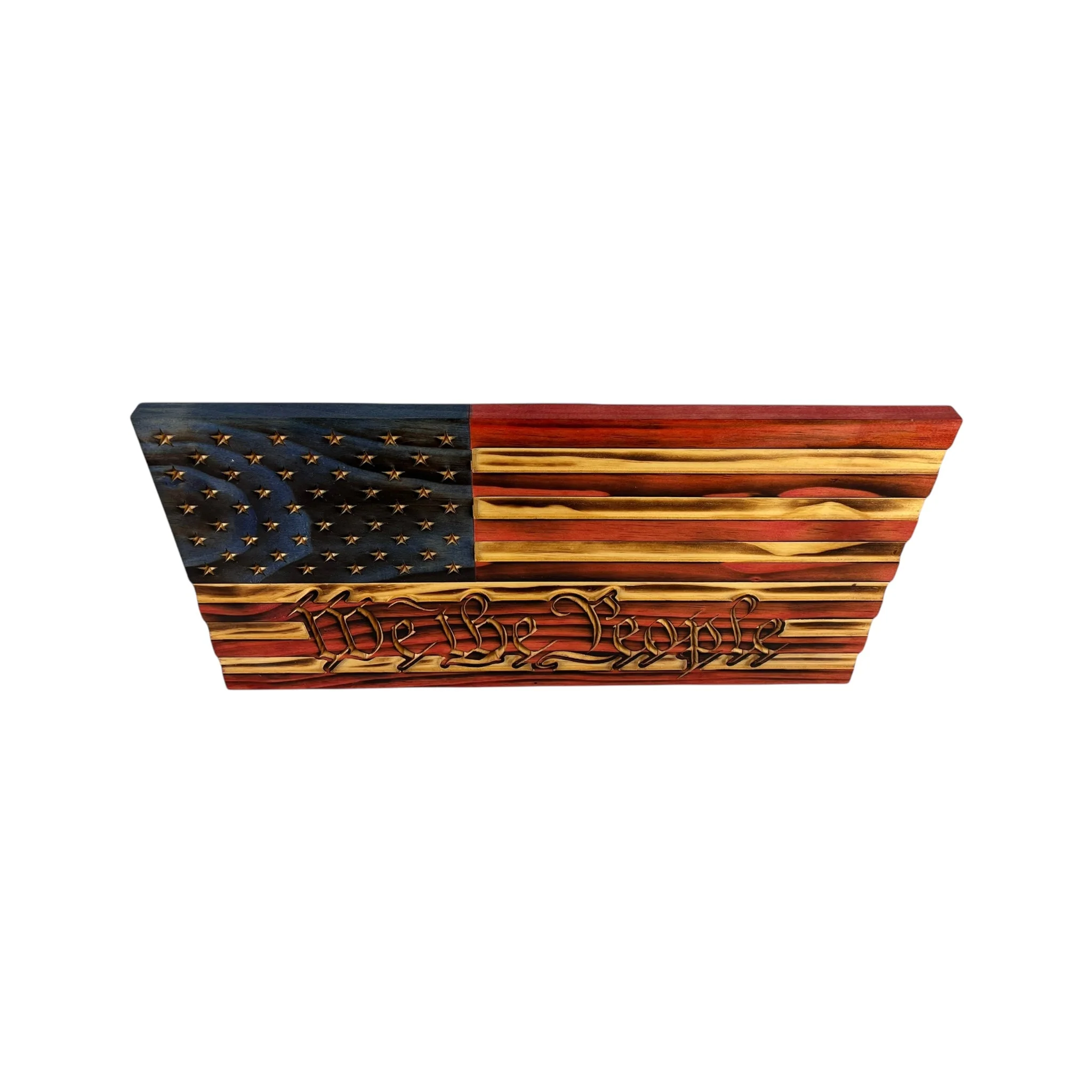 Wooden American Flag with "We the People" Engraving - Image 4