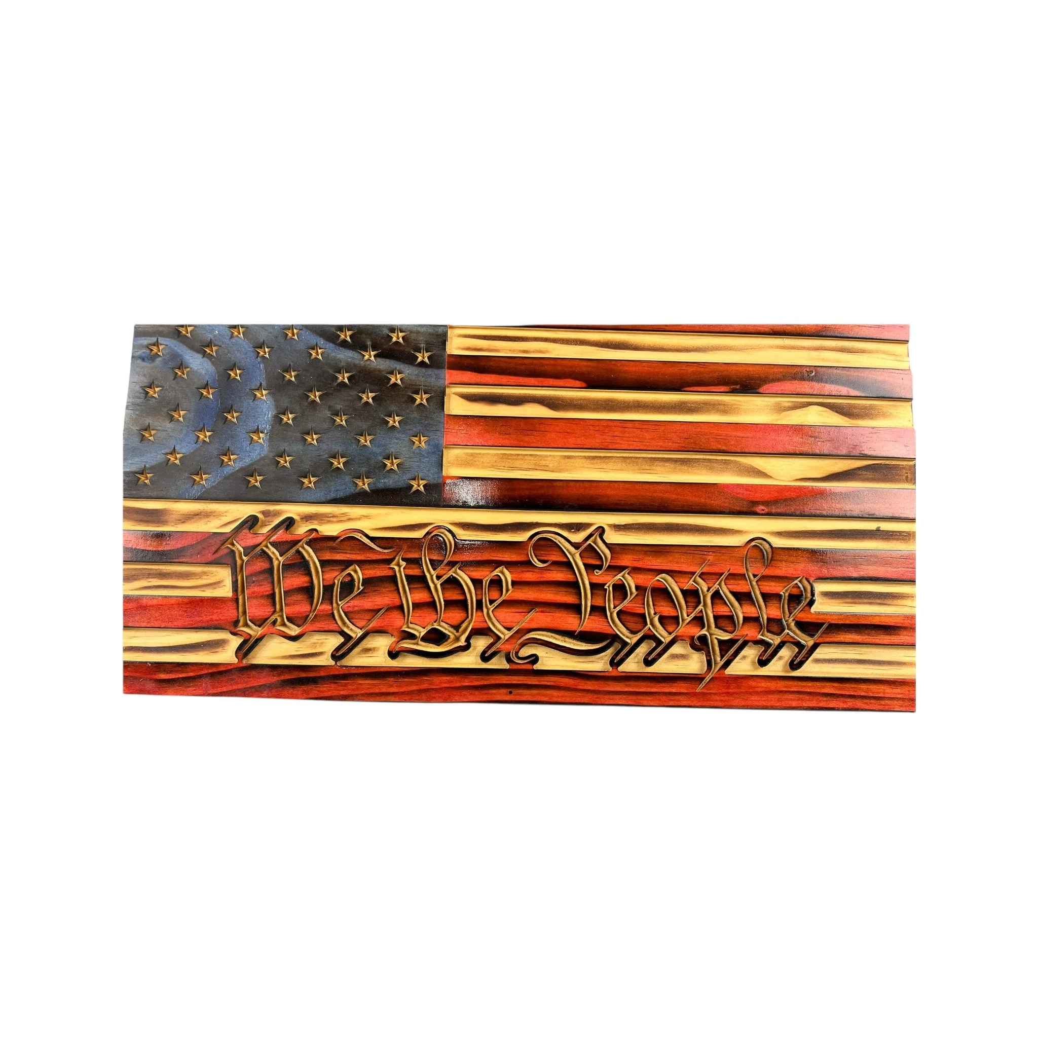 Wooden American Flag with "We the People" Engraving - Image 5