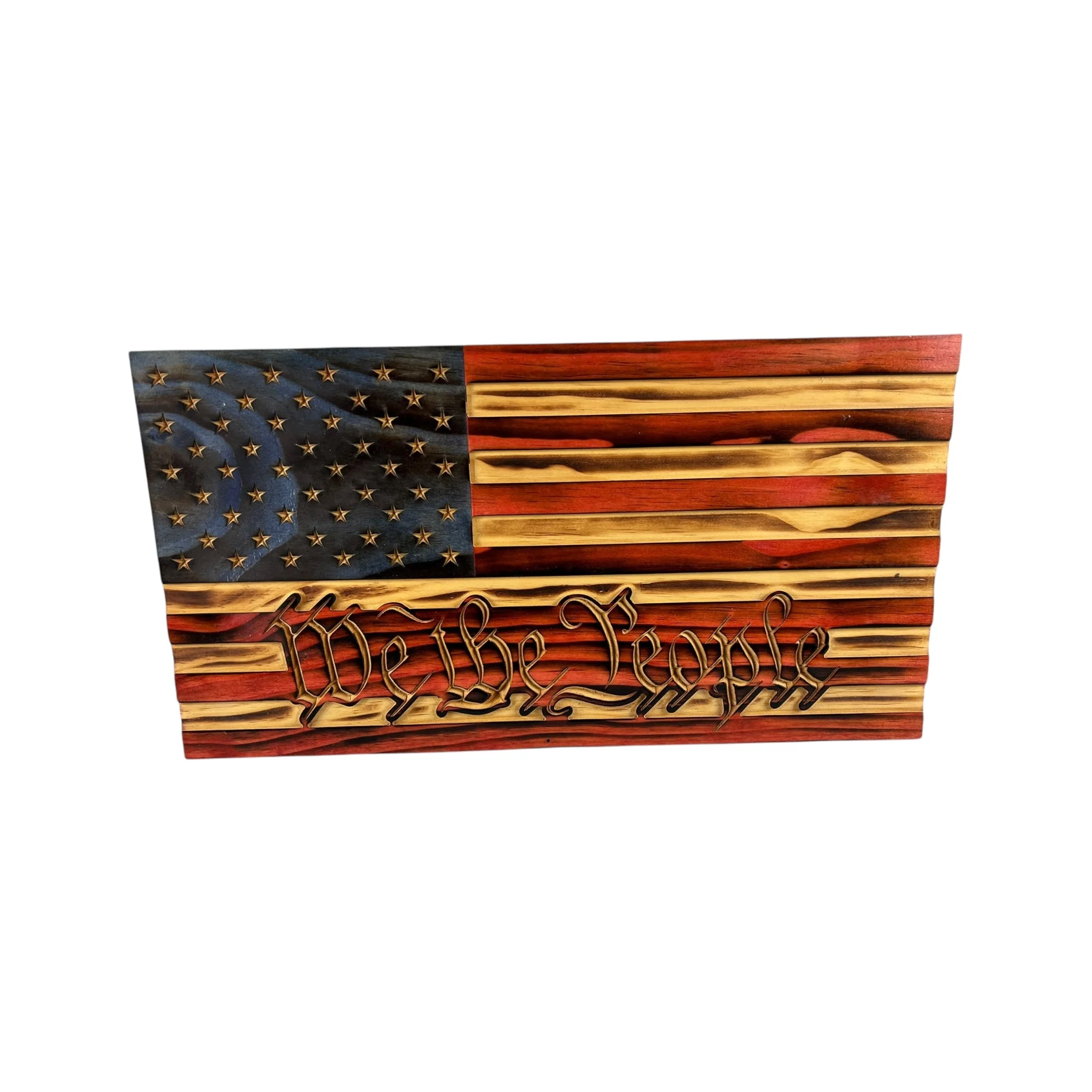 Wooden American Flag with "We the People" Engraving - Image 6