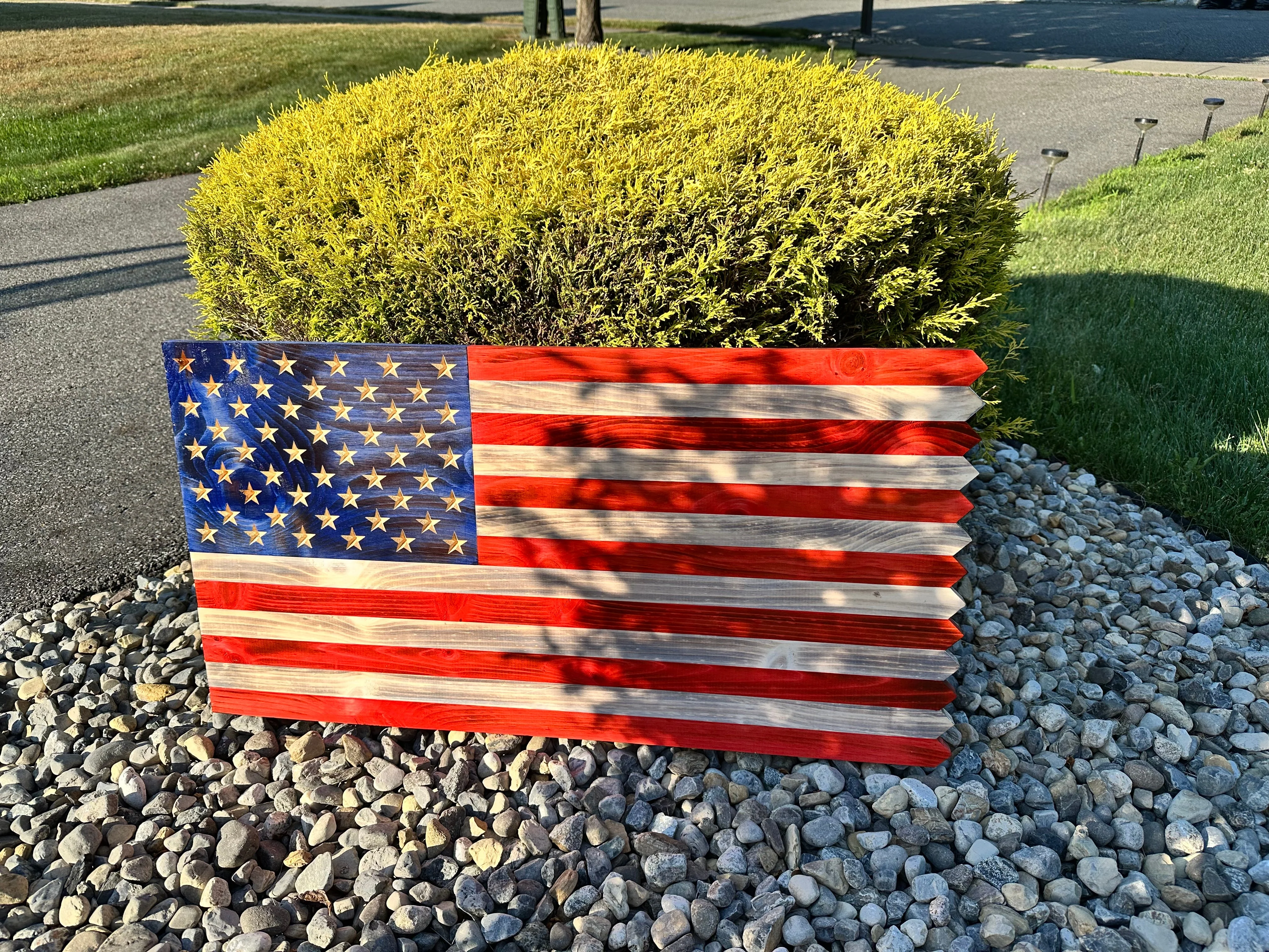 Wooden American Picket Fence Flag with Customization and Ground Stakes - Image 6
