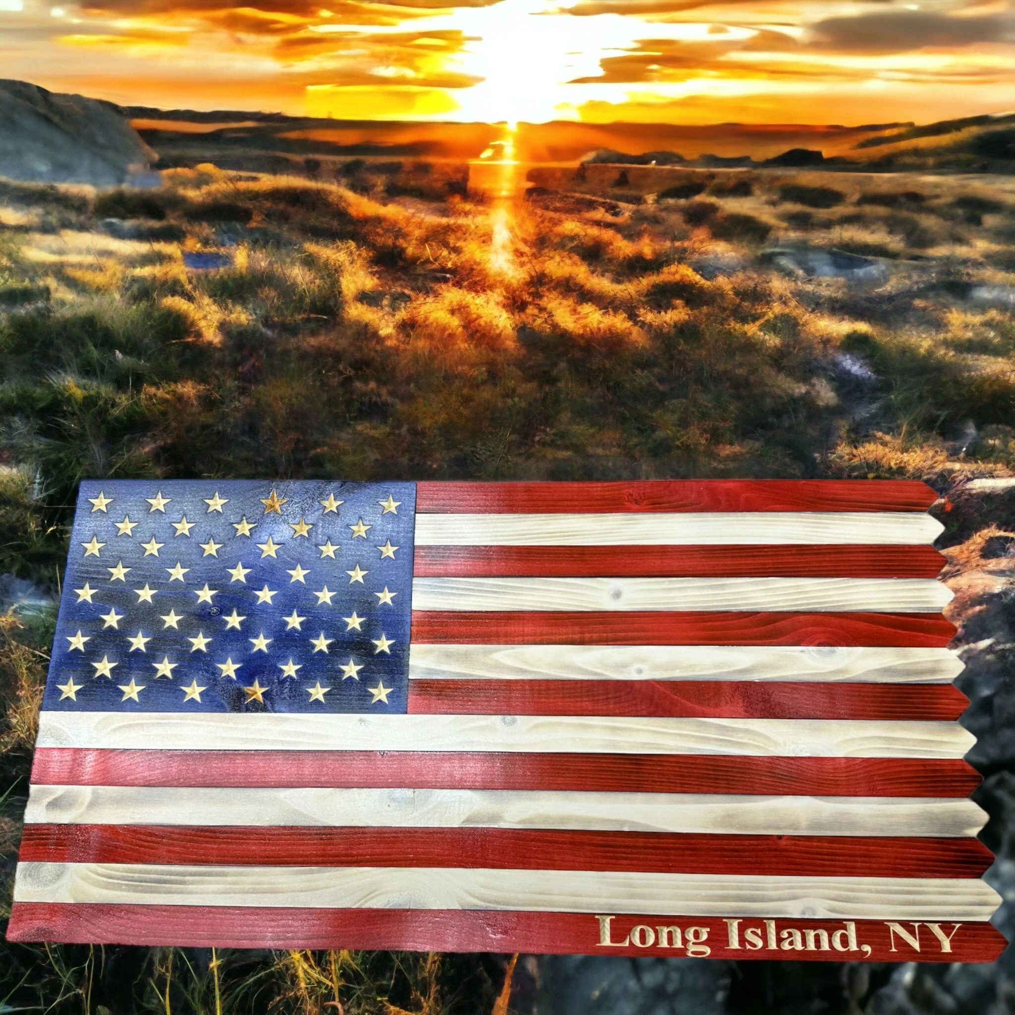 Wooden American Picket Fence Flag with Customization and Ground Stakes - Image 7
