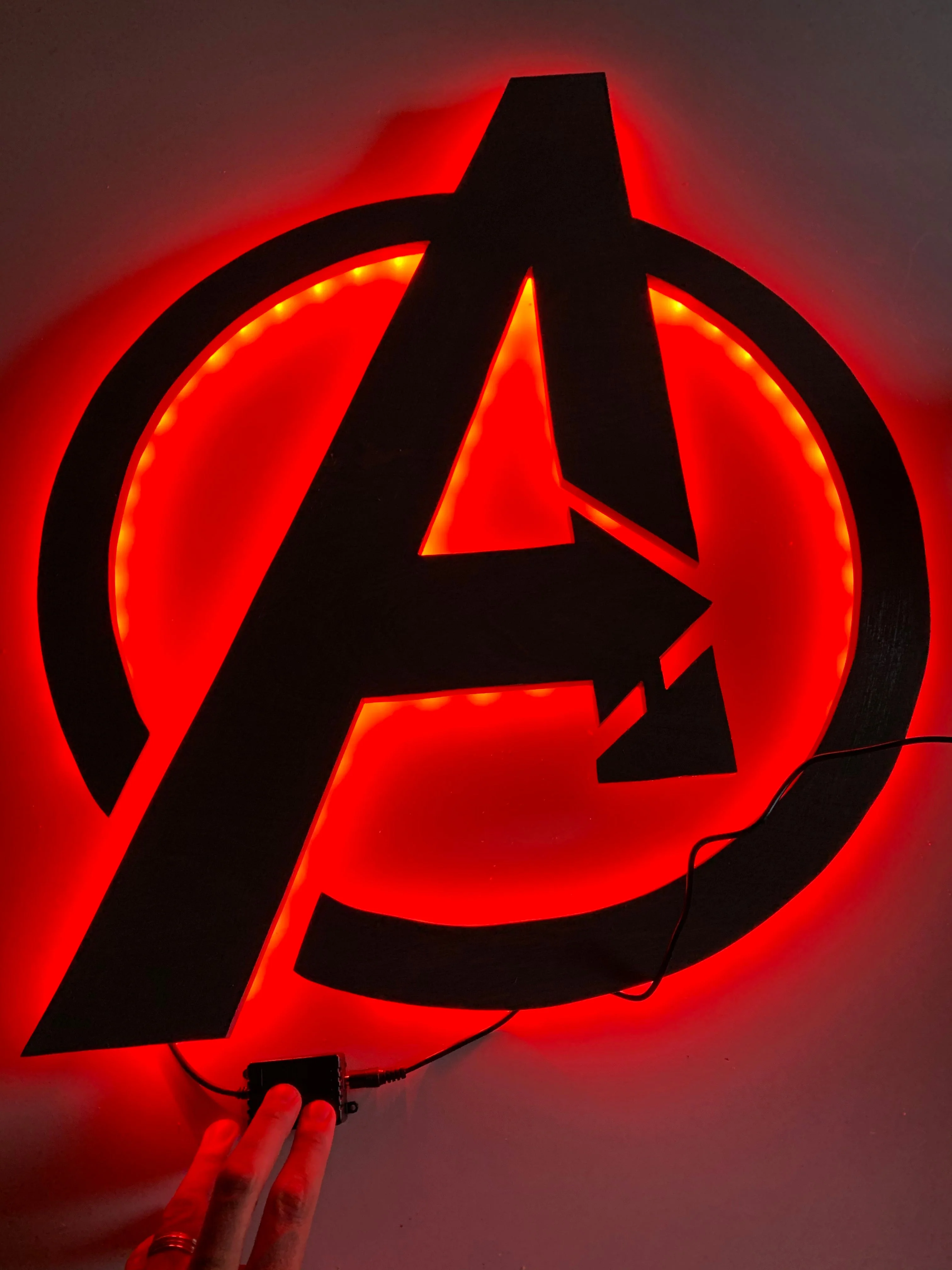 Wooden Avengers-Inspired Logo with LED Backlighting - Image 3