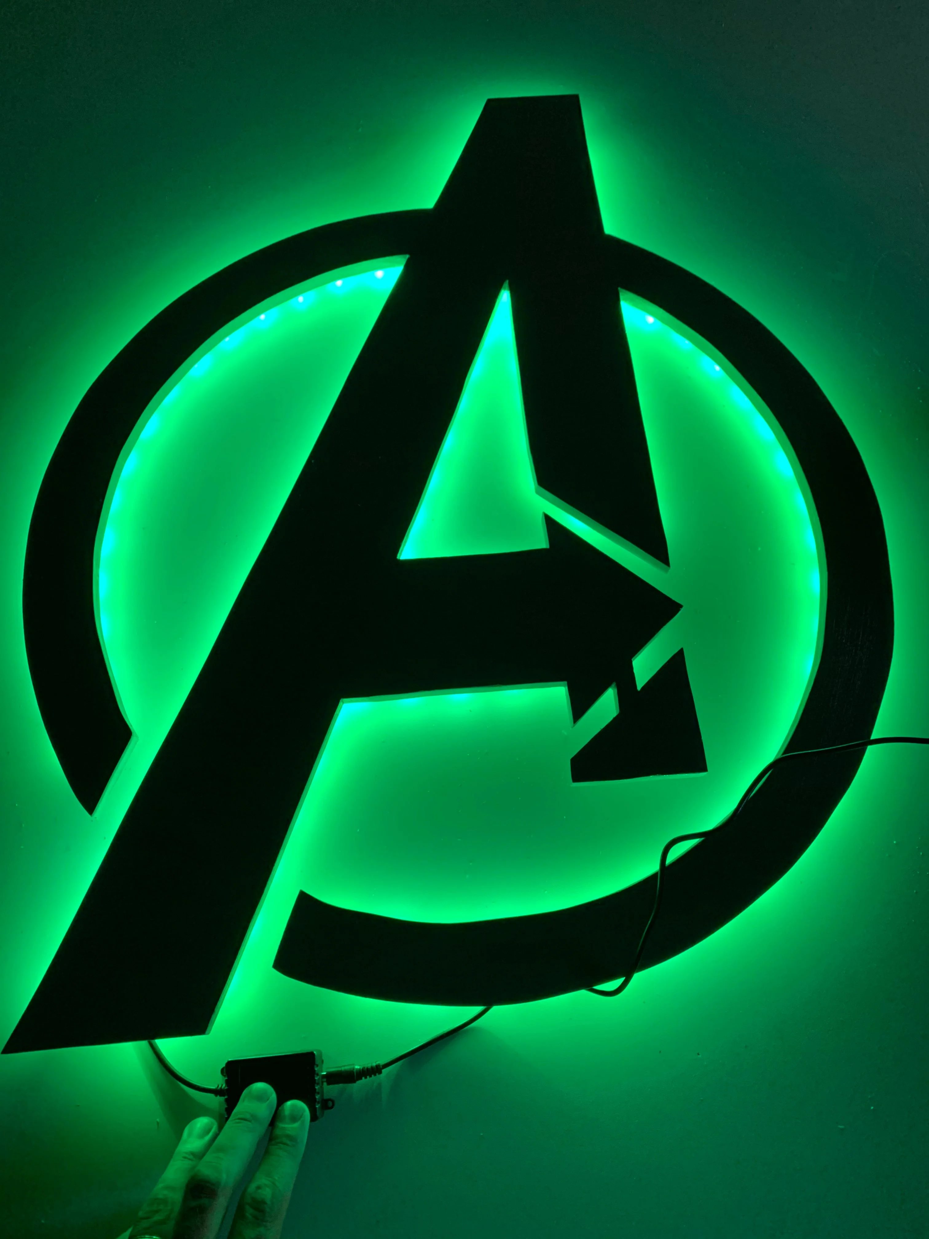 Wooden Avengers-Inspired Logo with LED Backlighting - Image 4