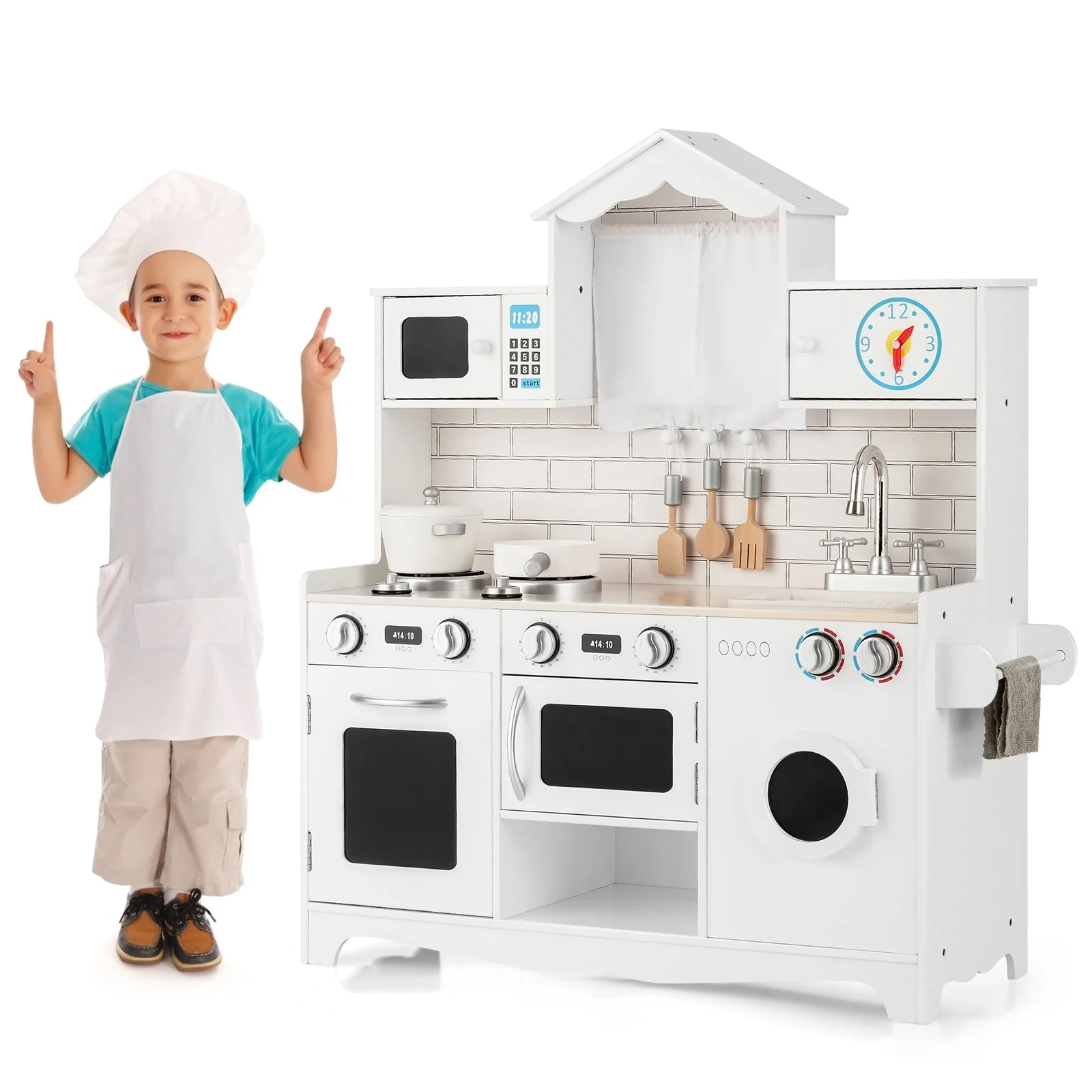 Wooden Kids Kitchen with Washing Machine - Image 4