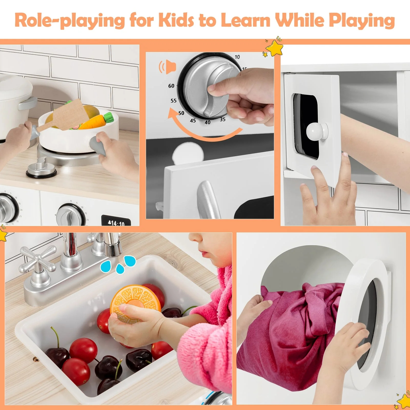Wooden Kids Kitchen with Washing Machine - Image 5