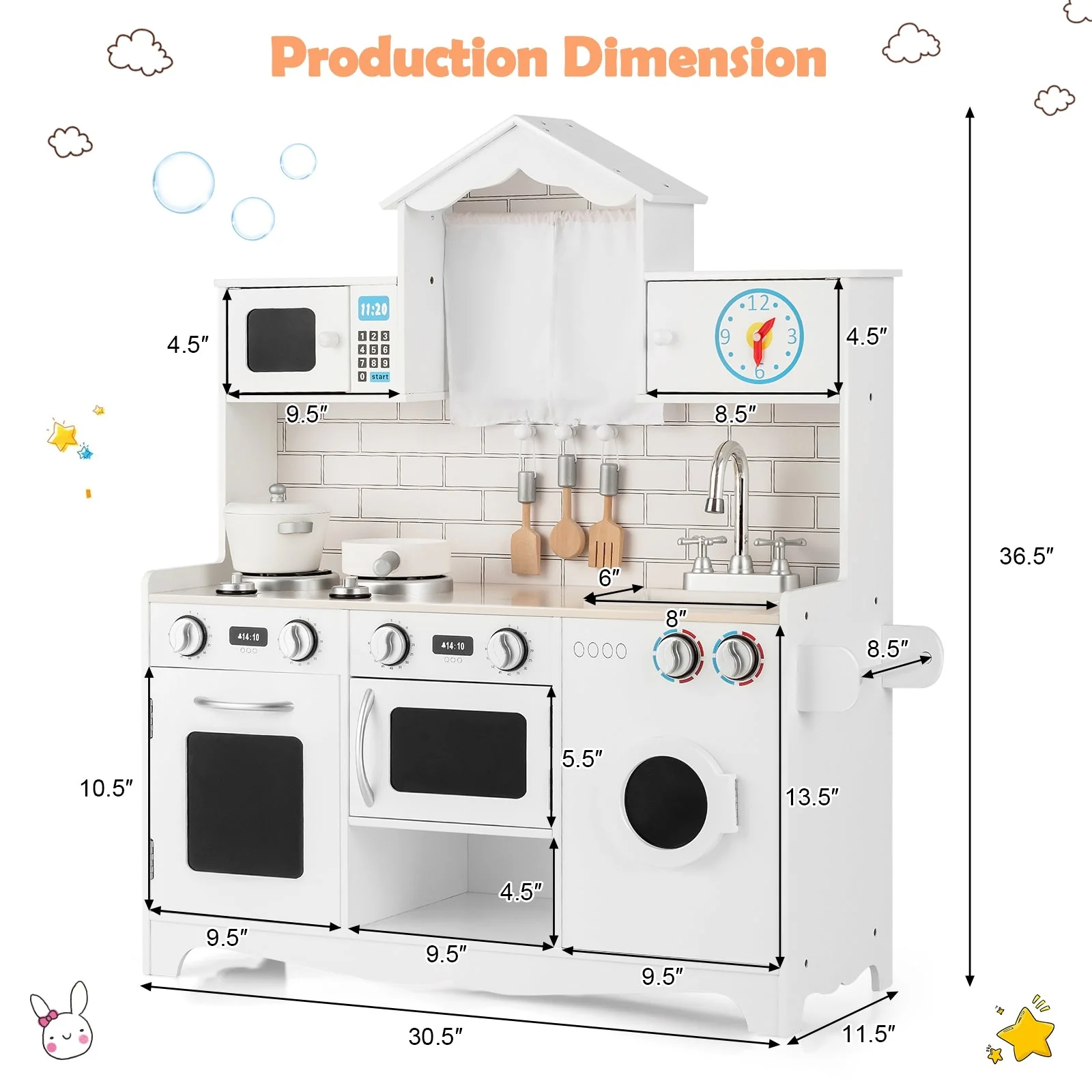 Wooden Kids Kitchen with Washing Machine - Image 6