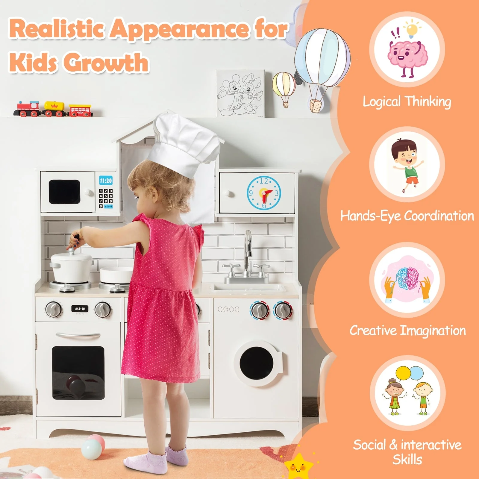 Wooden Kids Kitchen with Washing Machine - Image 7