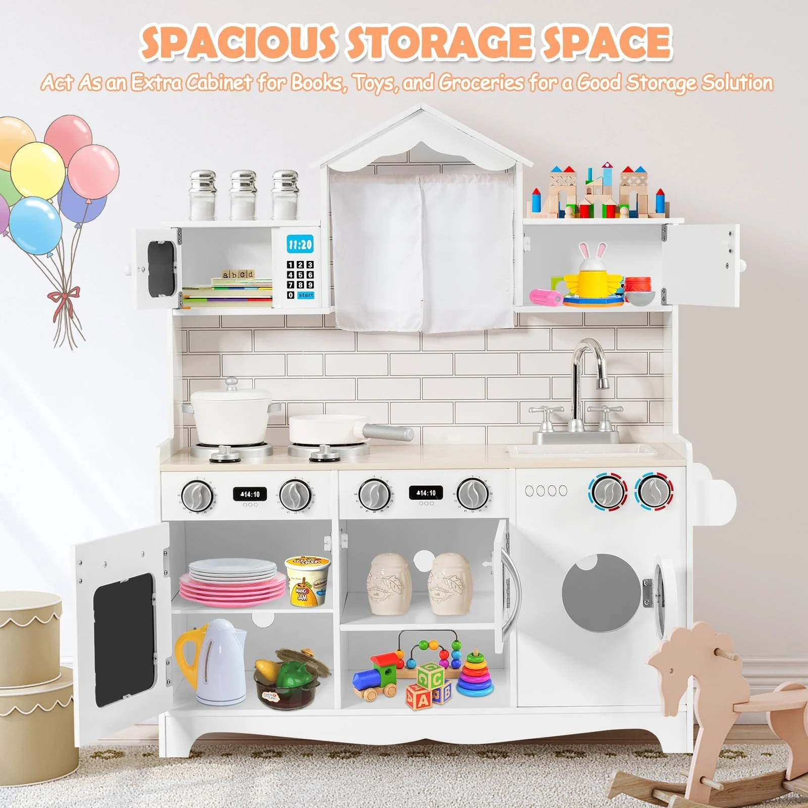 Wooden Kids Kitchen with Washing Machine - Image 8