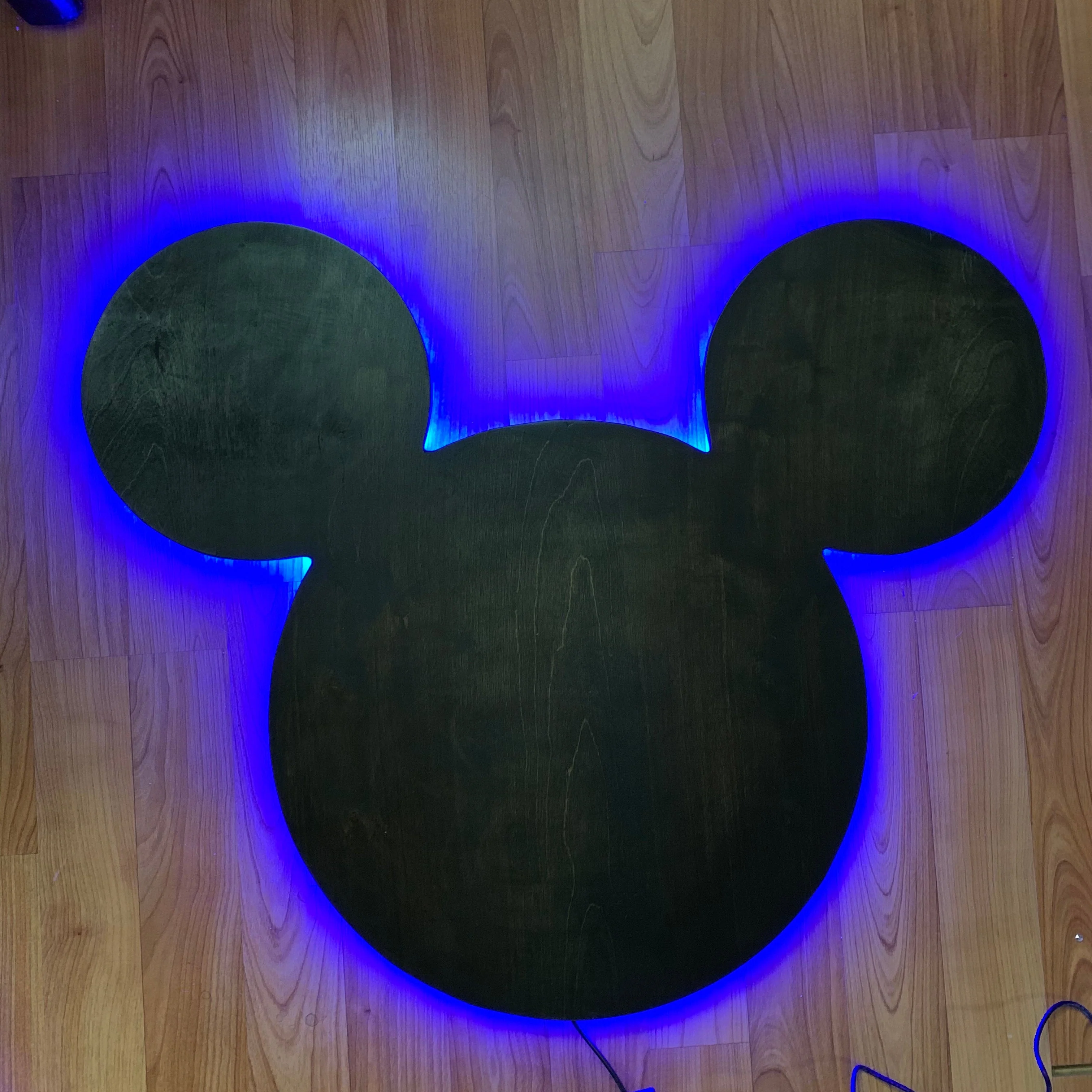 Wooden Mickey Head Wall Art with LED Backlighting and Custom Personalization - Image 10