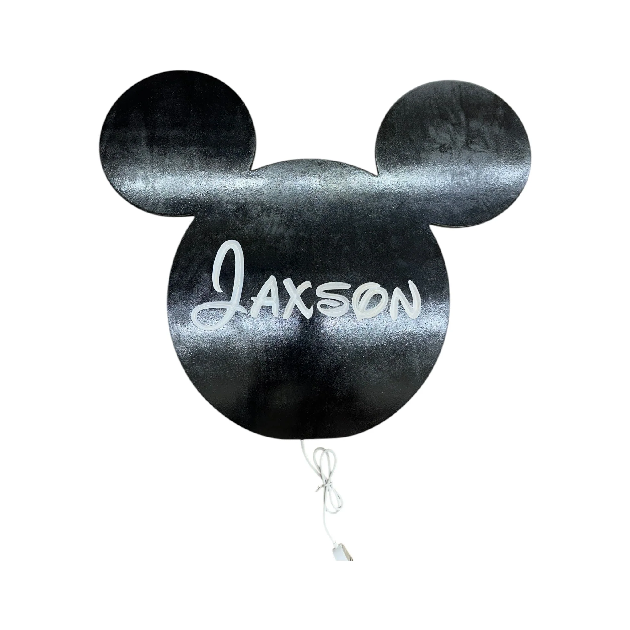 Wooden Mickey Head Wall Art with LED Backlighting and Custom Personalization - Image 4