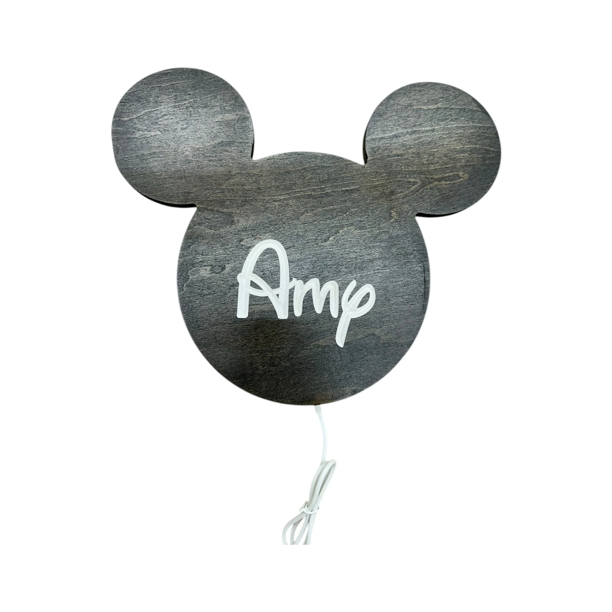 Wooden Mickey Head Wall Art with LED Backlighting and Custom Personalization - Image 5