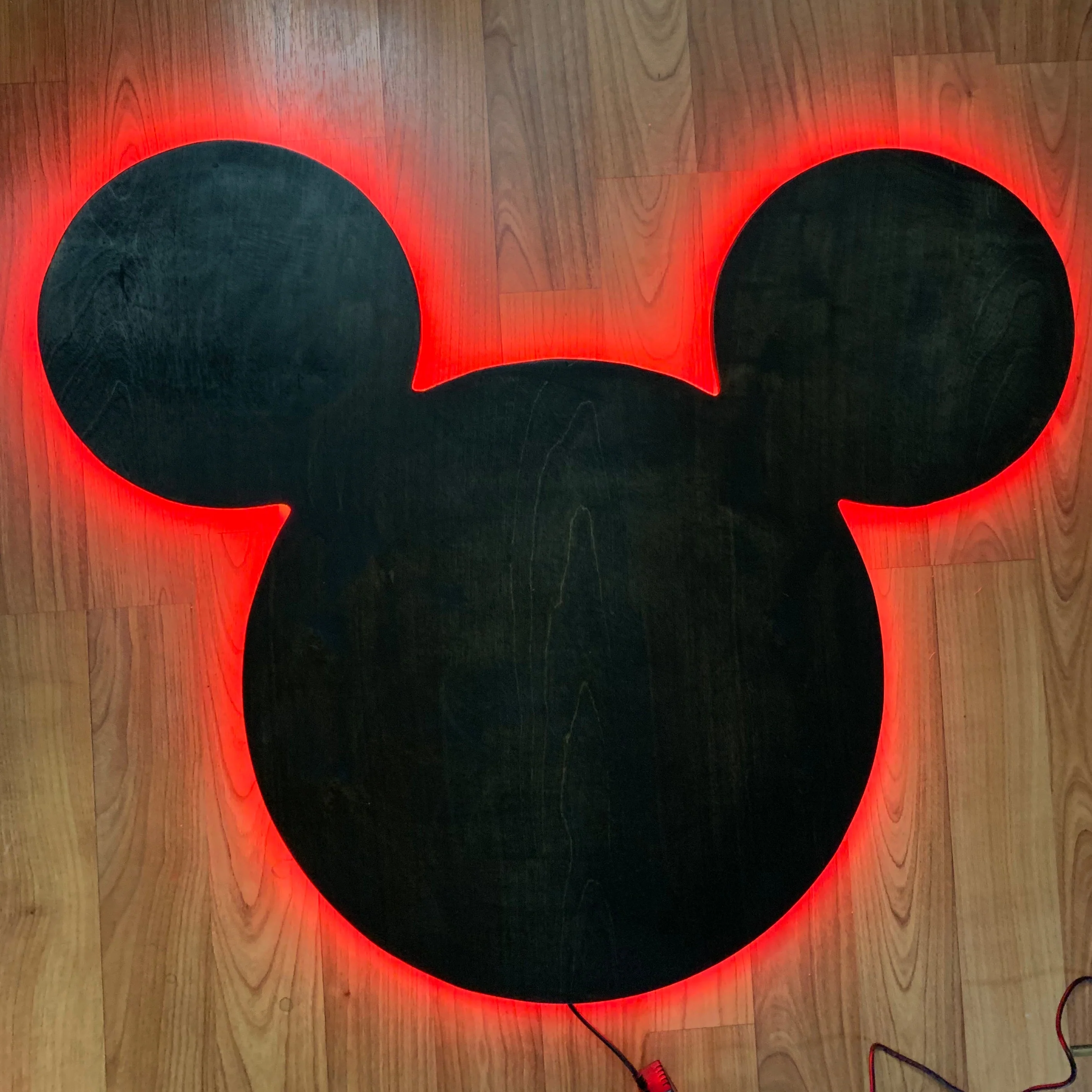 Wooden Mickey Head Wall Art with LED Backlighting and Custom Personalization - Image 7