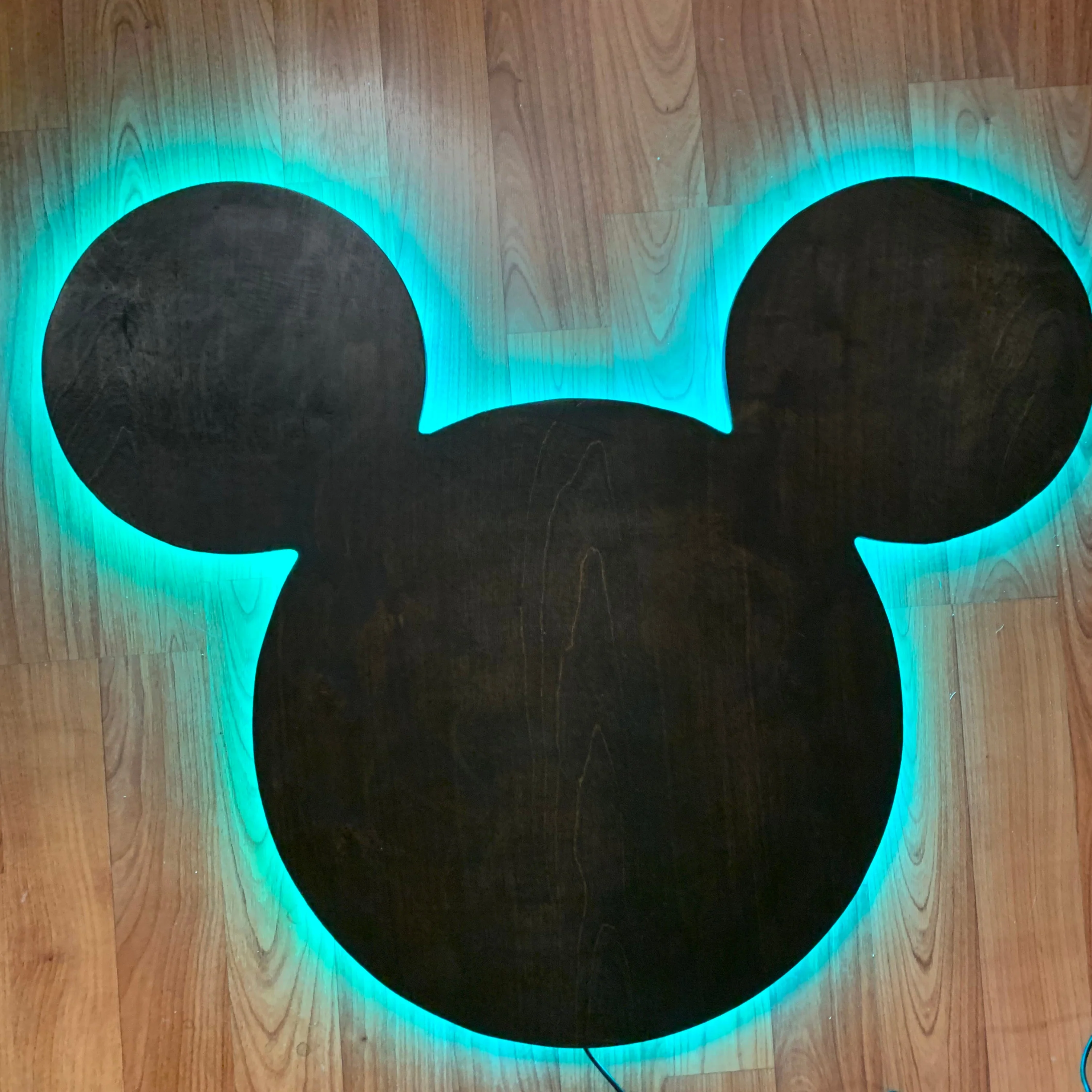 Wooden Mickey Head Wall Art with LED Backlighting and Custom Personalization - Image 8