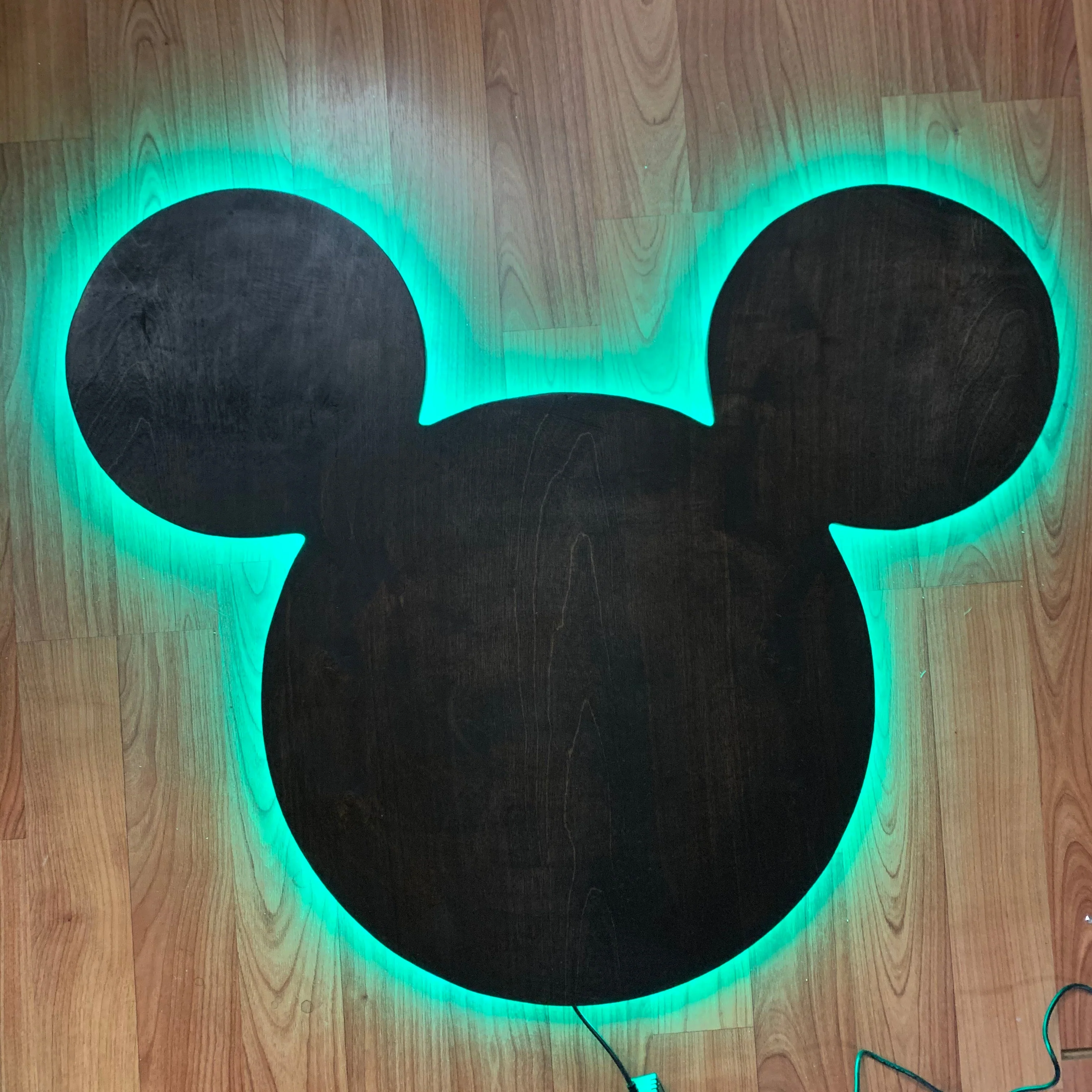Wooden Mickey Head Wall Art with LED Backlighting and Custom Personalization - Image 9