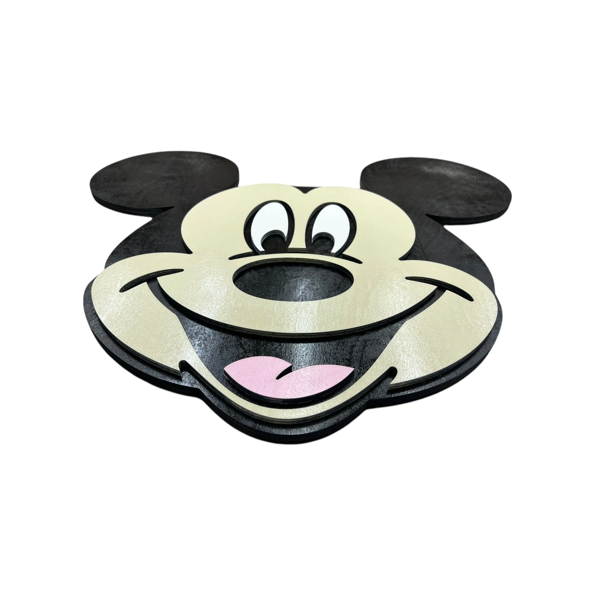 Wooden Mickey-Inspired Face Wall Hanging with LED Backlighting - Image 2