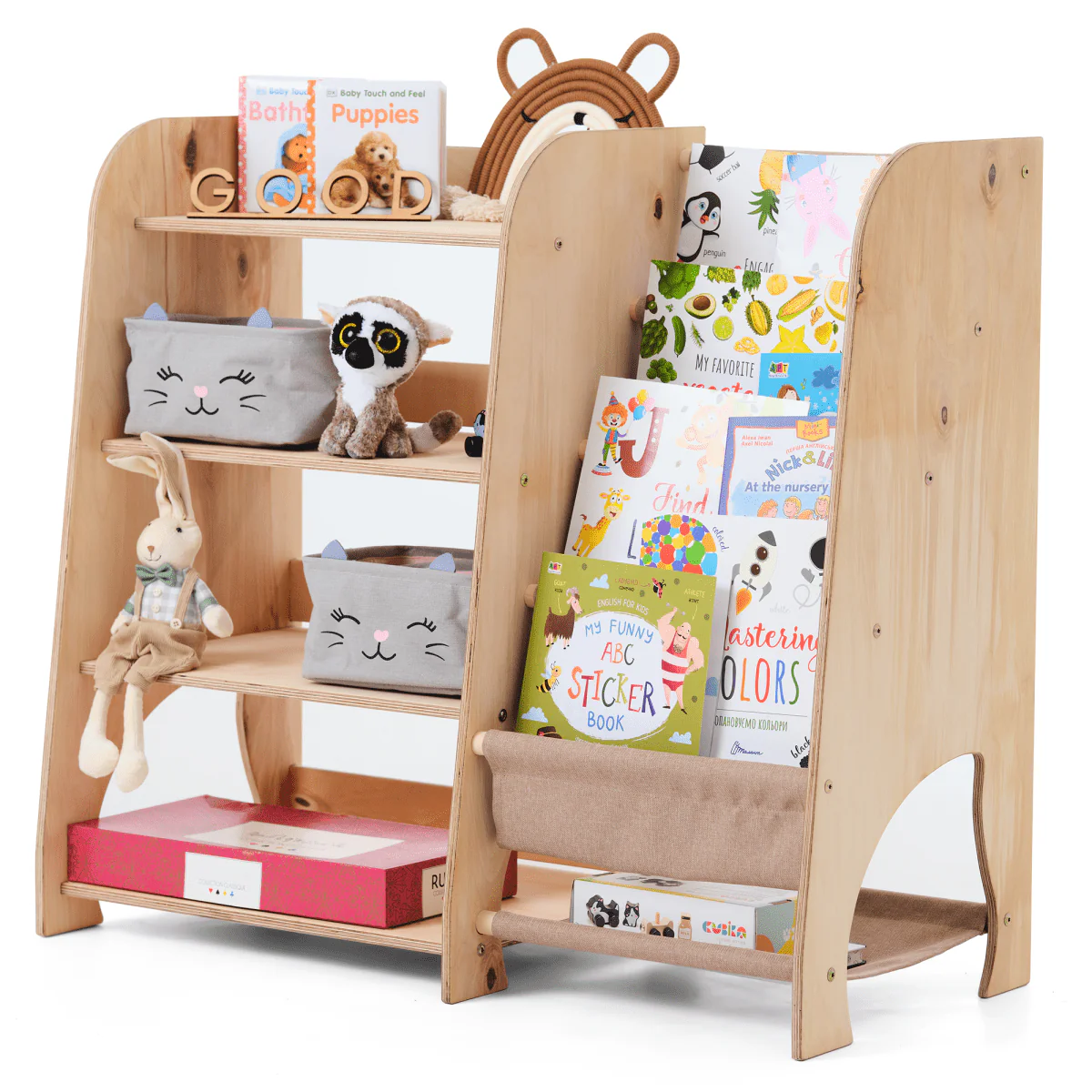 Wooden Montessori Shelves for Toddler 2in1: Bookshelf & Toy Shelving - Image 10