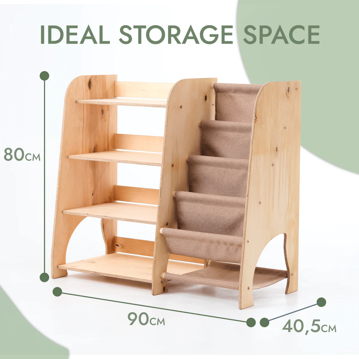 Wooden Montessori Shelves for Toddler 2in1: Bookshelf & Toy Shelving - Image 2