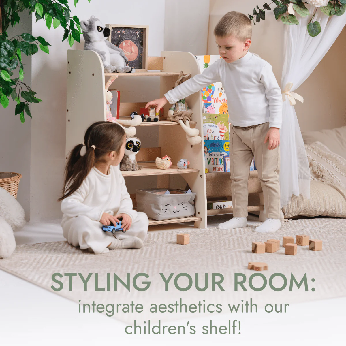 Wooden Montessori Shelves for Toddler 2in1: Bookshelf & Toy Shelving - Image 5
