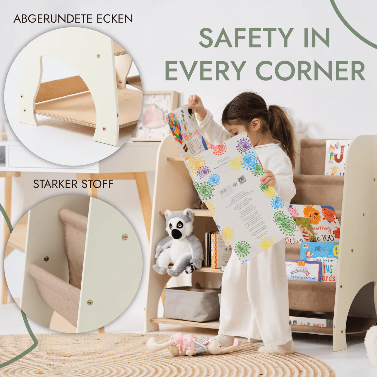 Wooden Montessori Shelves for Toddler 2in1: Bookshelf & Toy Shelving - Image 6