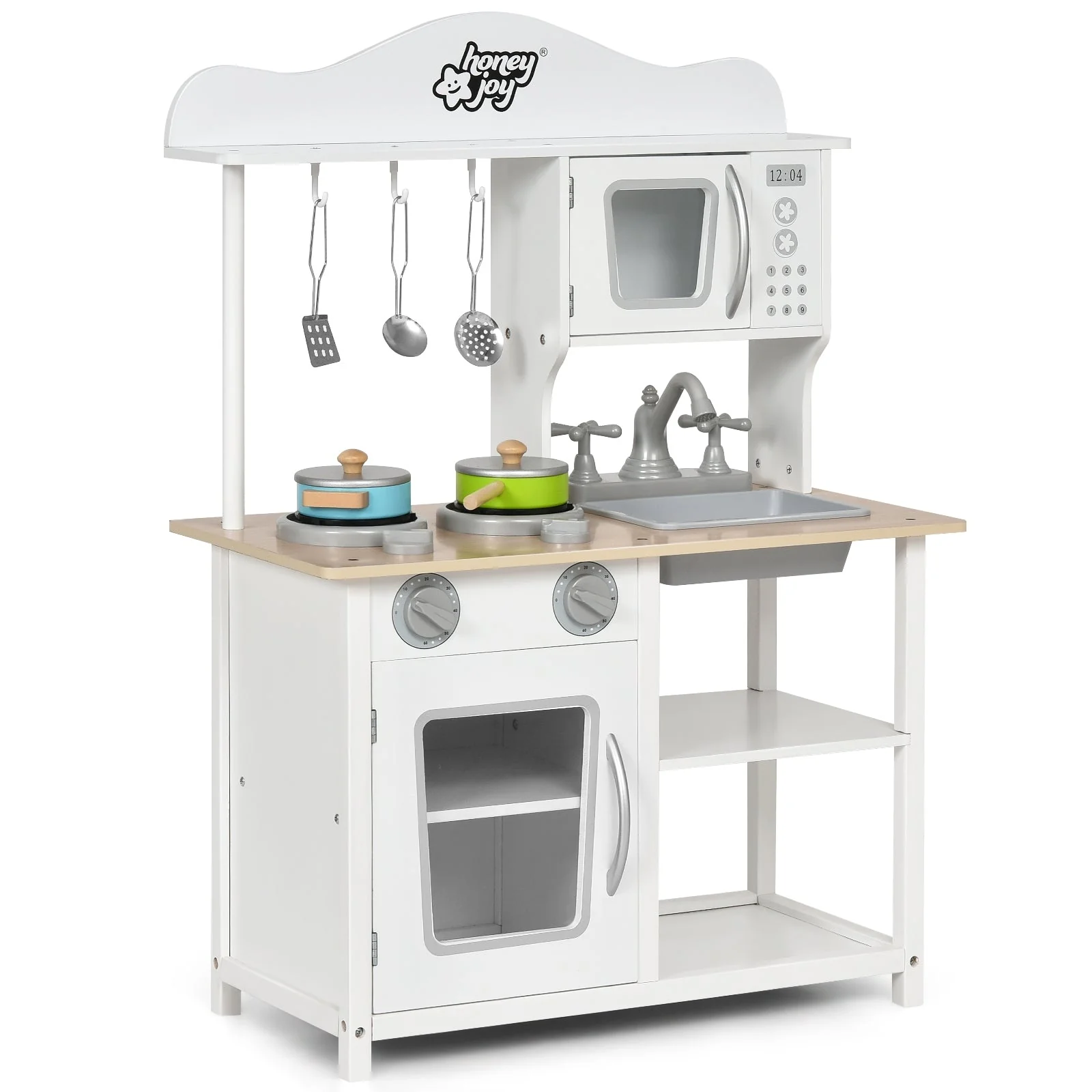 Wooden Pretend Play Kitchen Set for Kids with Accessories and Sink - Image 3