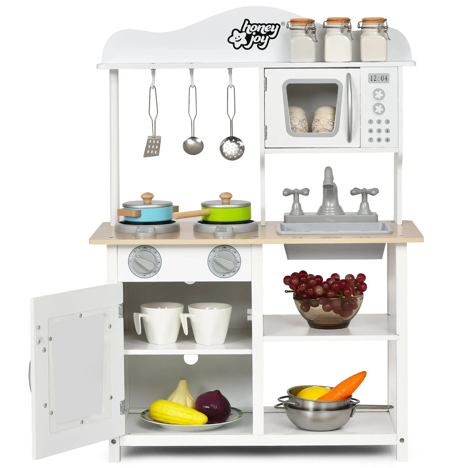 Wooden Pretend Play Kitchen Set for Kids with Accessories and Sink - Image 4
