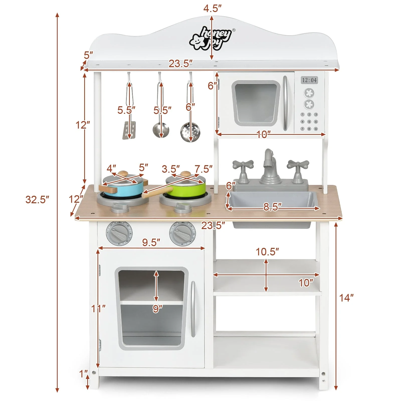 Wooden Pretend Play Kitchen Set for Kids with Accessories and Sink - Image 5