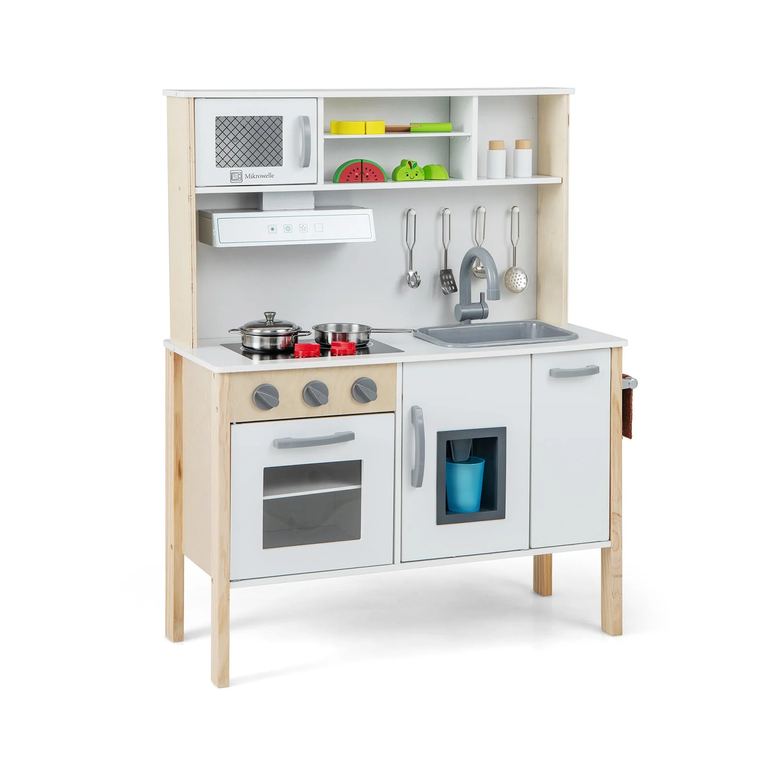 Wooden Pretend Play Kitchen Set for Toddlers-White - Image 3