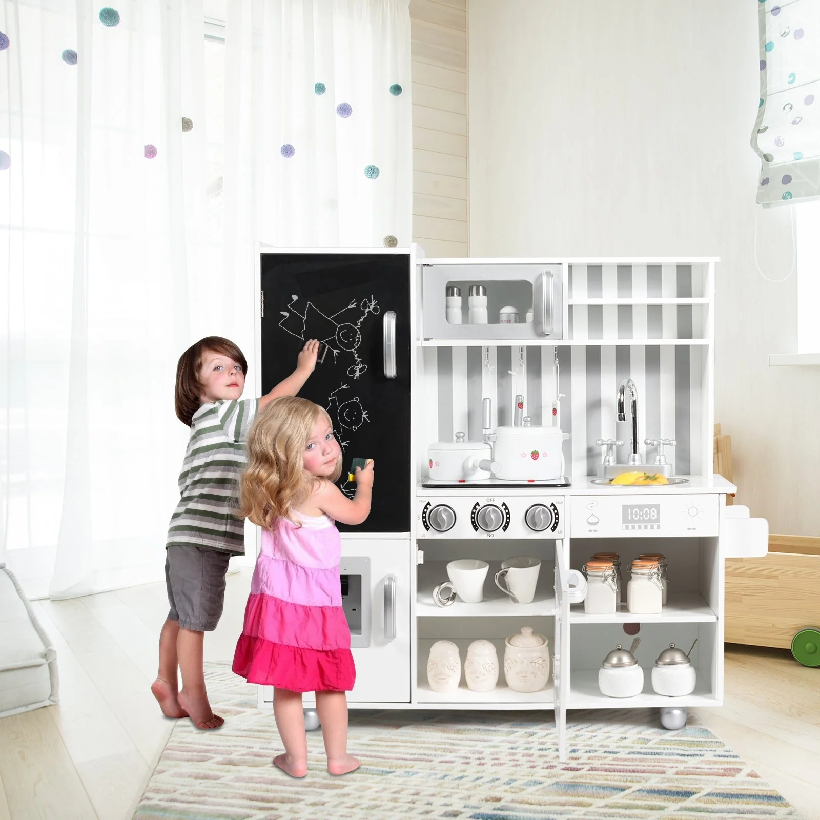 Wooden Pretend Play Kitchen Sets with Simulated Sound - Image 2