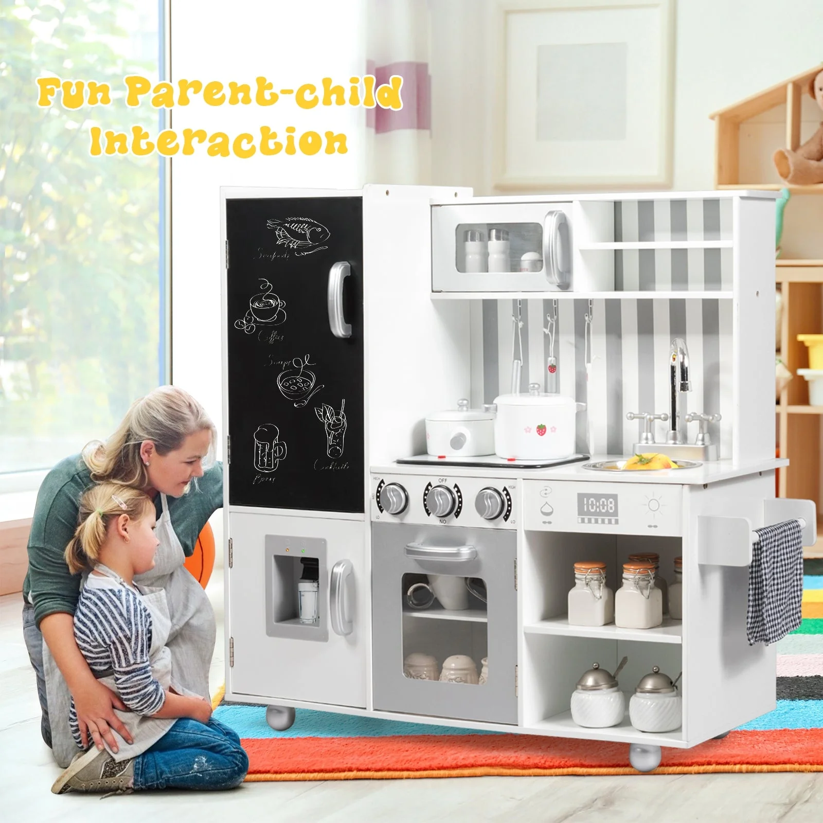 Wooden Pretend Play Kitchen Sets with Simulated Sound - Image 6