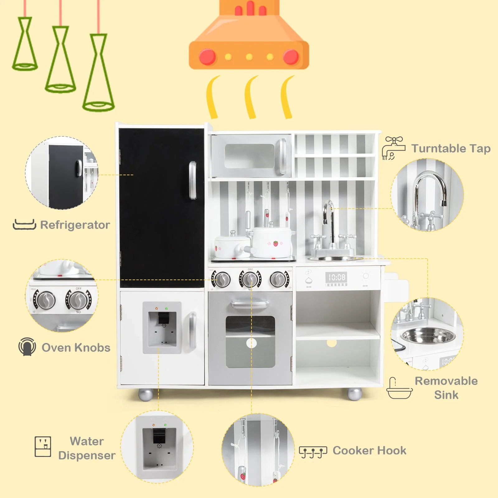 Wooden Pretend Play Kitchen Sets with Simulated Sound - Image 7