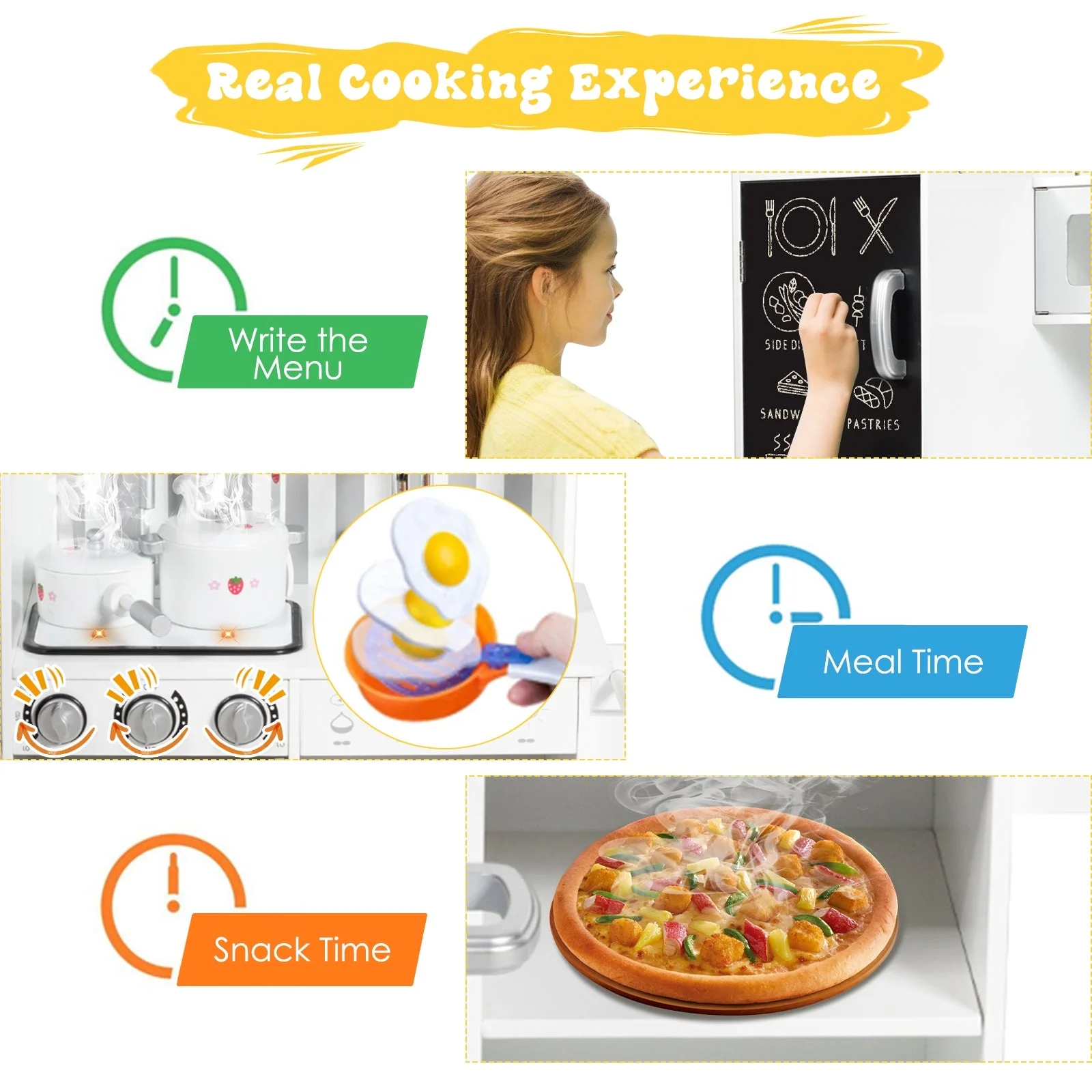 Wooden Pretend Play Kitchen Sets with Simulated Sound - Image 8