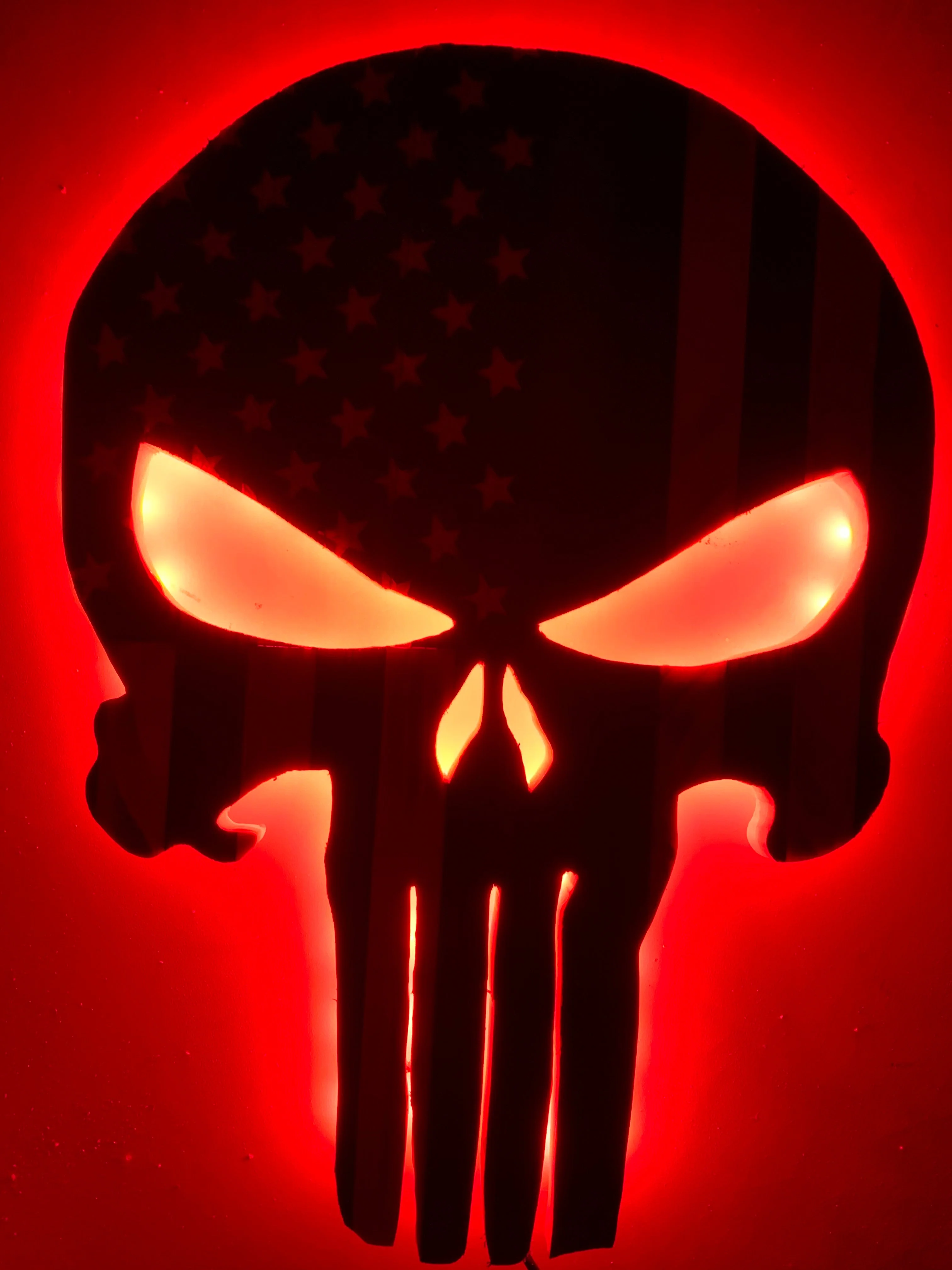 Wooden Punisher Thin Blue Line Flag with LED Backlighting - Image 4
