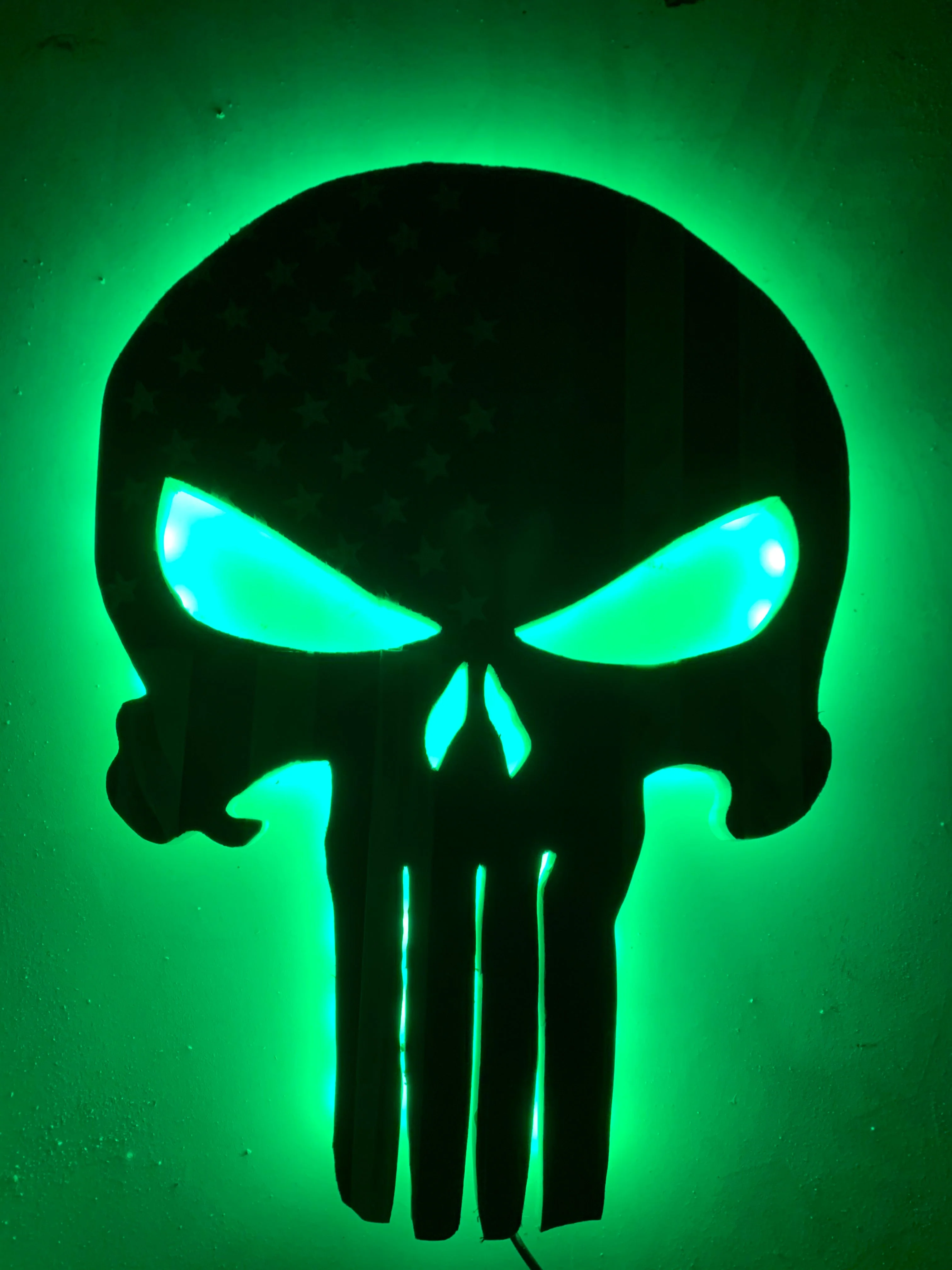 Wooden Punisher Thin Blue Line Flag with LED Backlighting - Image 6