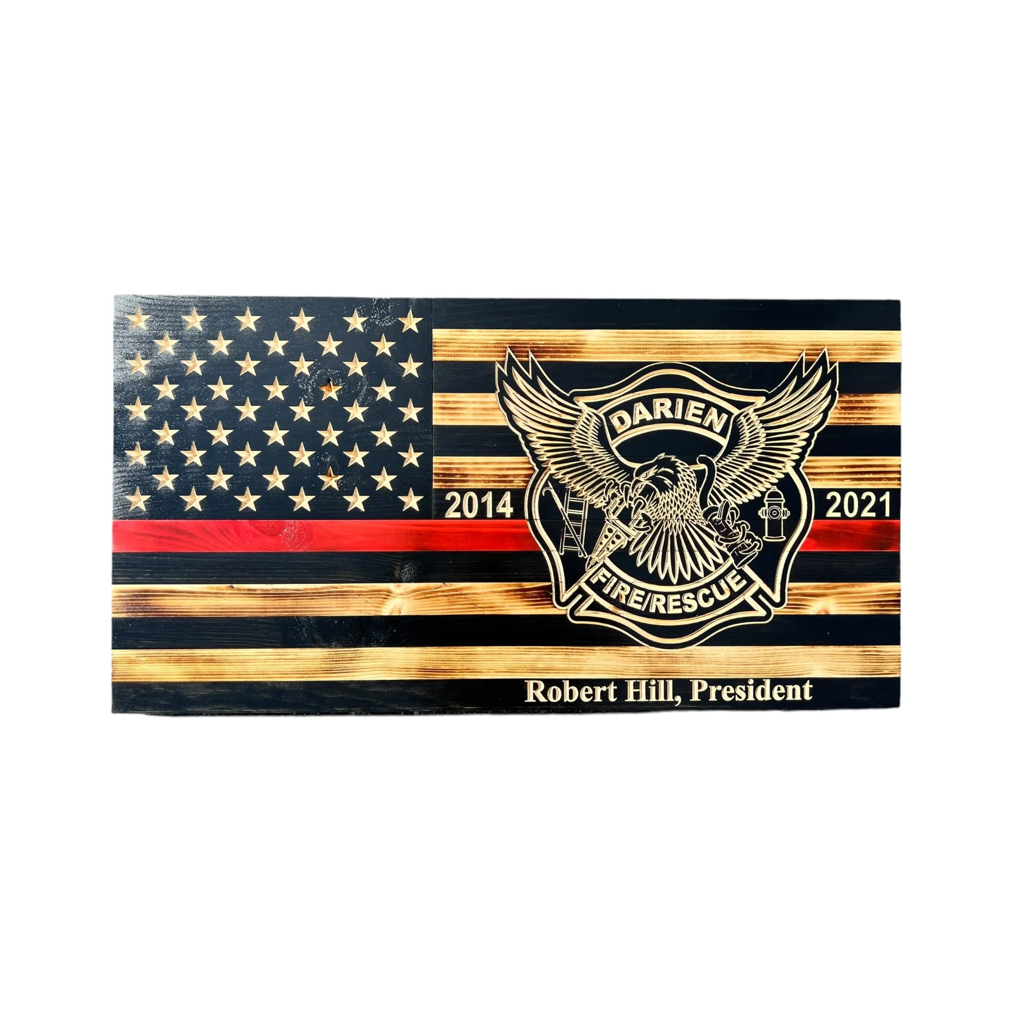 Wooden Thin Red Line American Flag with Custom Logo and Personalization - Image 2