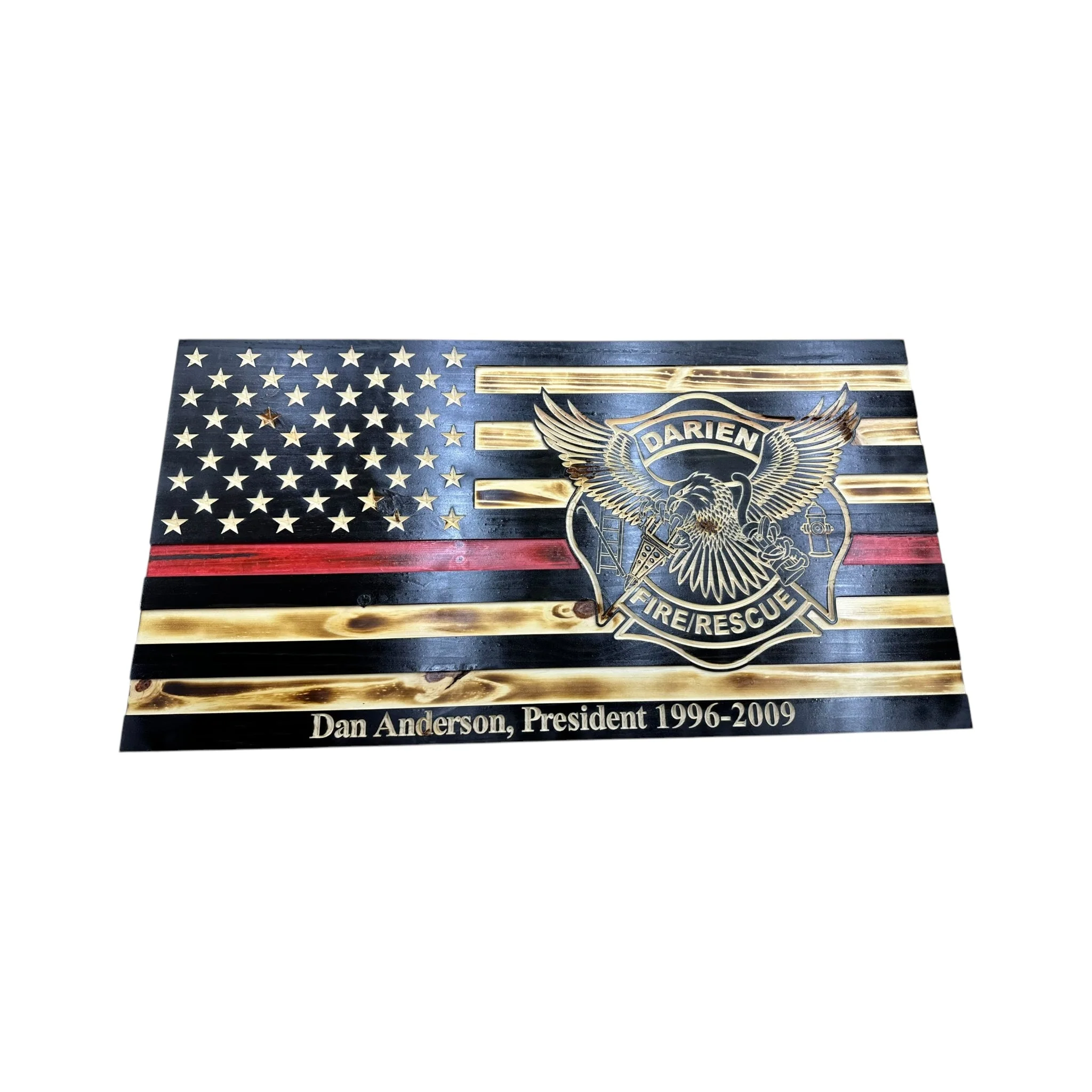 Wooden Thin Red Line American Flag with Custom Logo and Personalization - Image 3