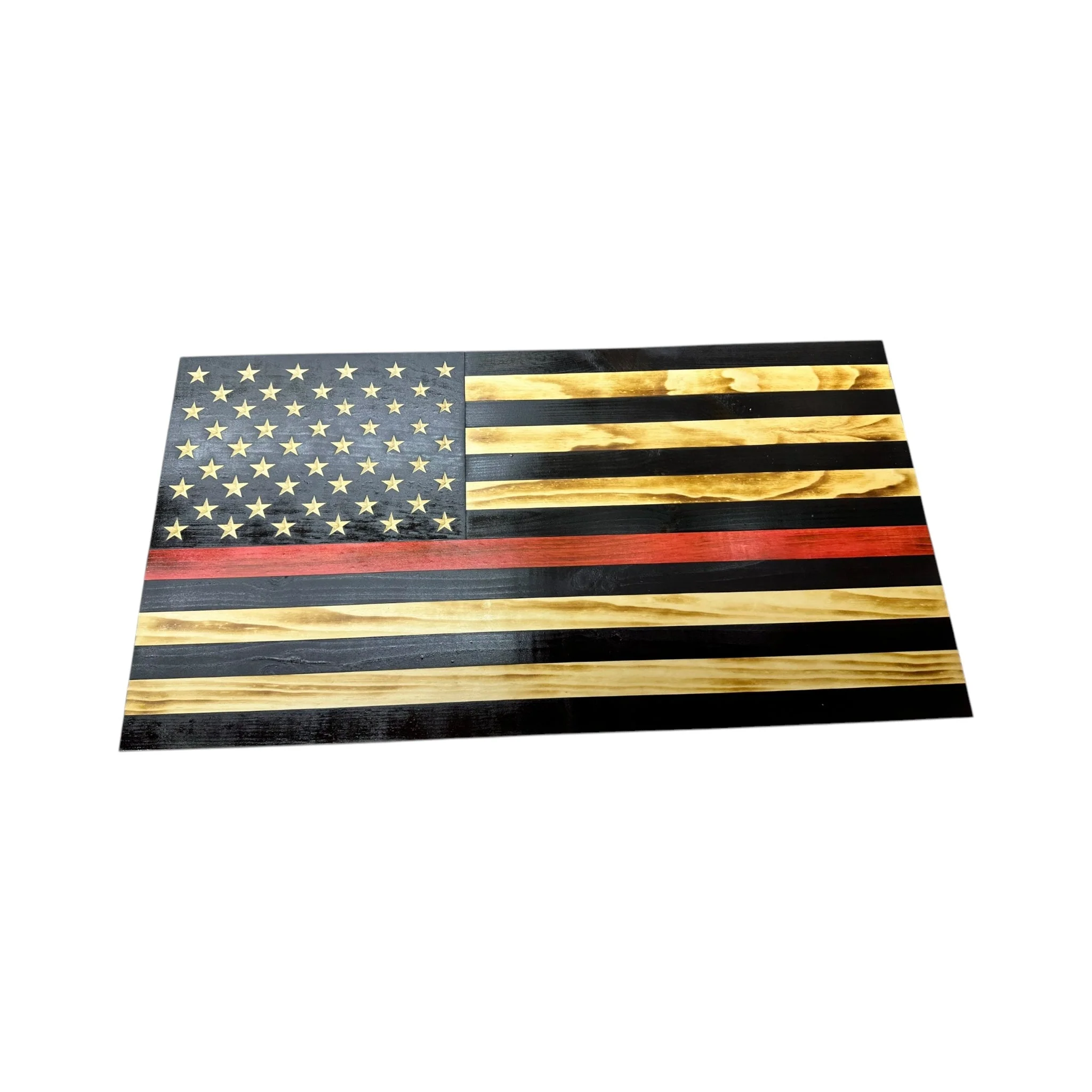 Wooden Thin Red Line American Flag with Custom Logo and Personalization - Image 6