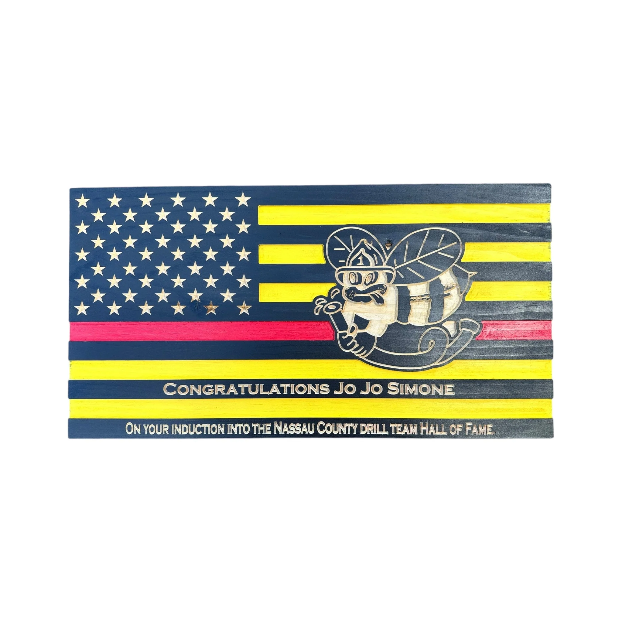Wooden Thin Red Line American Flag with Custom Logo and Personalization - Image 7