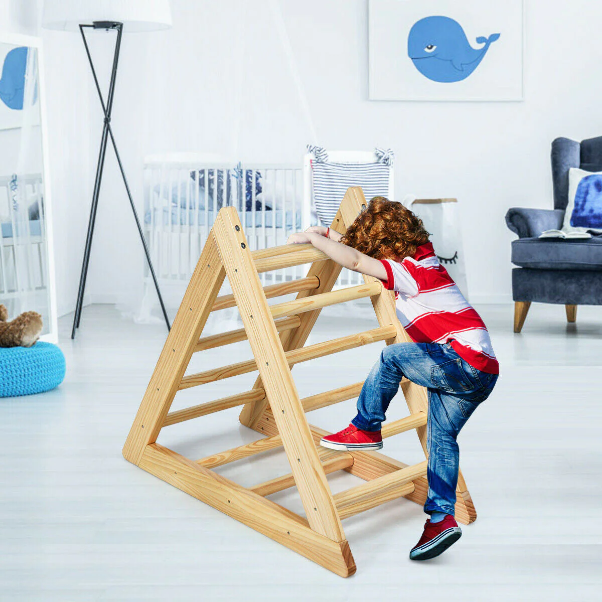 Wooden Triangle Climber for Toddler Step Training - Image 2