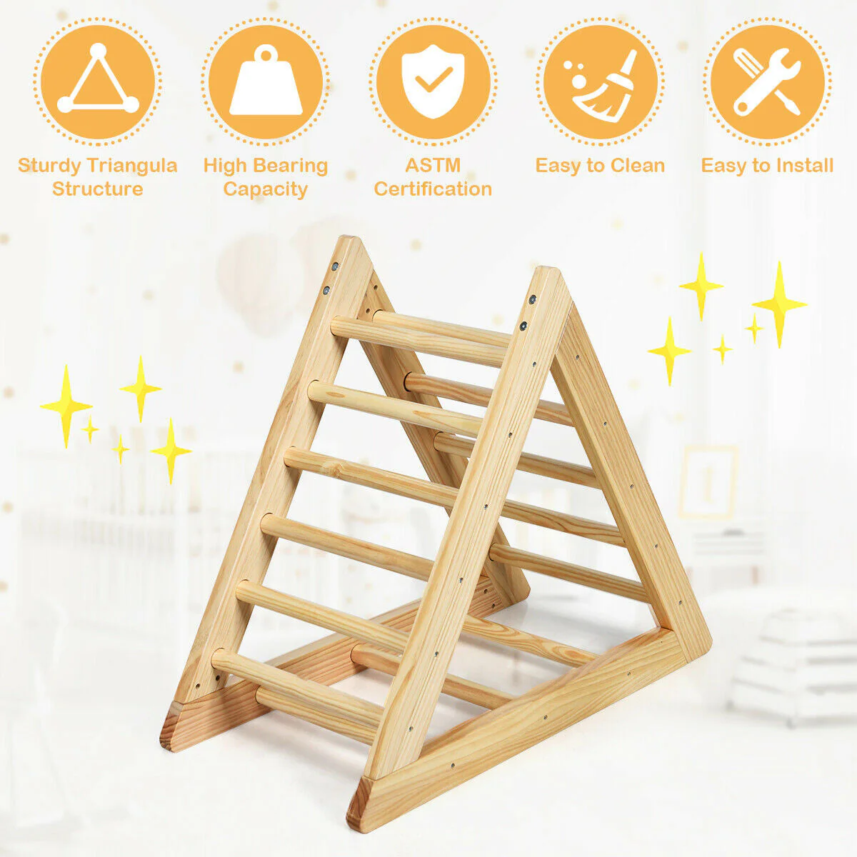 Wooden Triangle Climber for Toddler Step Training - Image 7