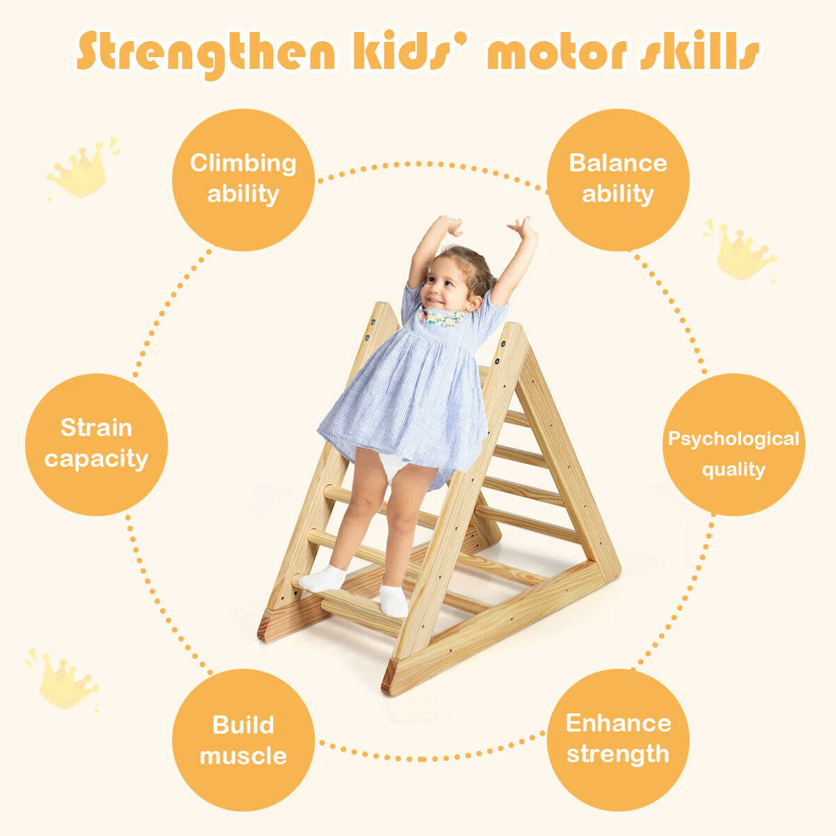 Wooden Triangle Climber for Toddler Step Training - Image 8