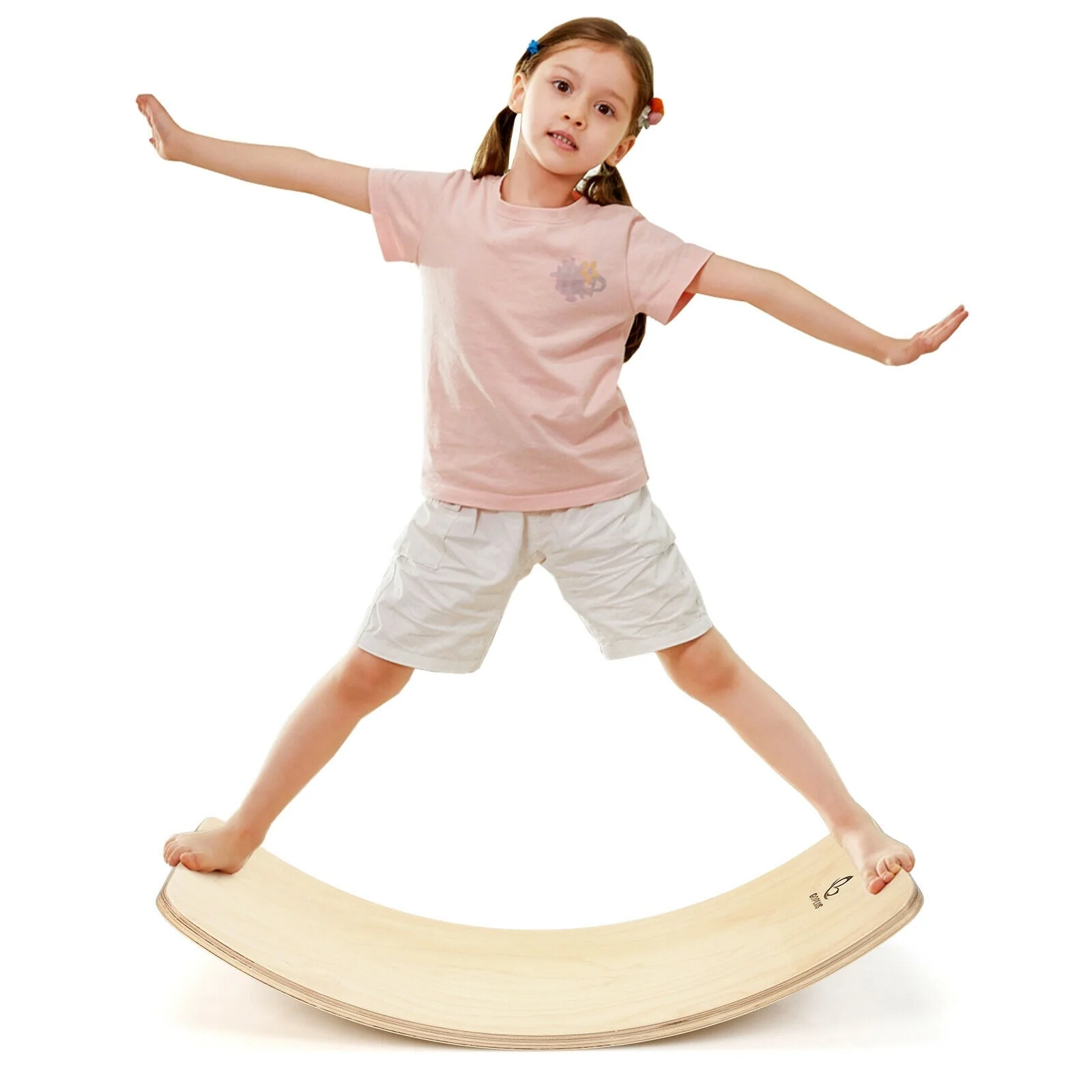Wooden Wobble Balance Board Kids 35 Inch Rocker Yoga Curvy Board Toy with Felt Layer-Natural - Image 3