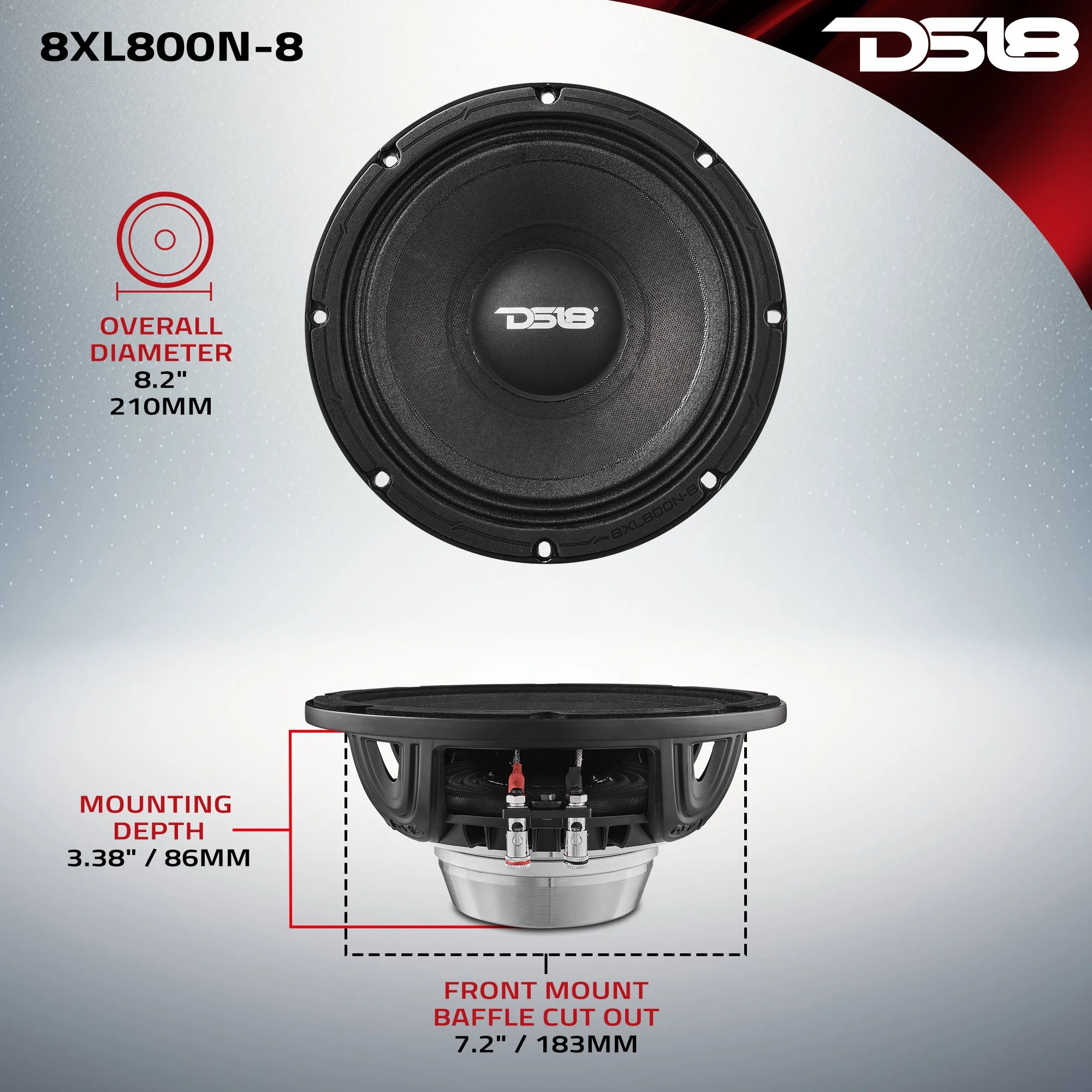 XL 8" Mid-Range Loudspeaker 8-Ohm with Neodymium Magnet 400 Watts RMS - Image 7