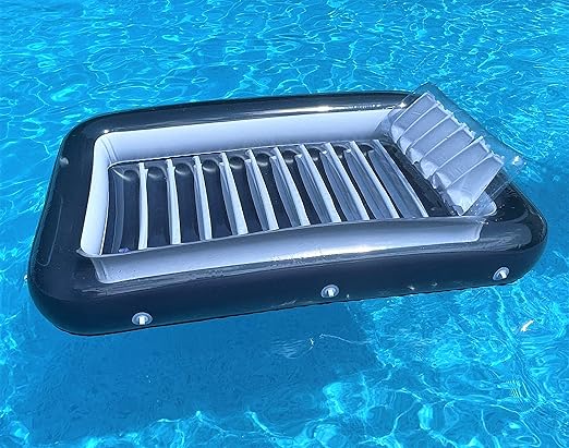 XL Floating Pool Bed, Inflatable Water Lounger Raft Float for Swimming/Tanning 70"x49" Navy Blue - Image 2