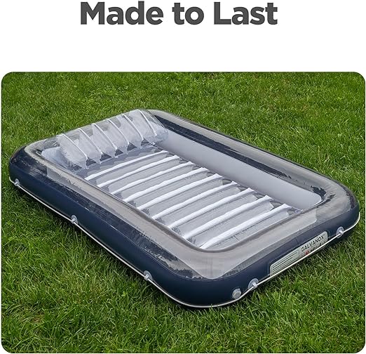 XL Floating Pool Bed, Inflatable Water Lounger Raft Float for Swimming/Tanning 70"x49" Navy Blue - Image 6