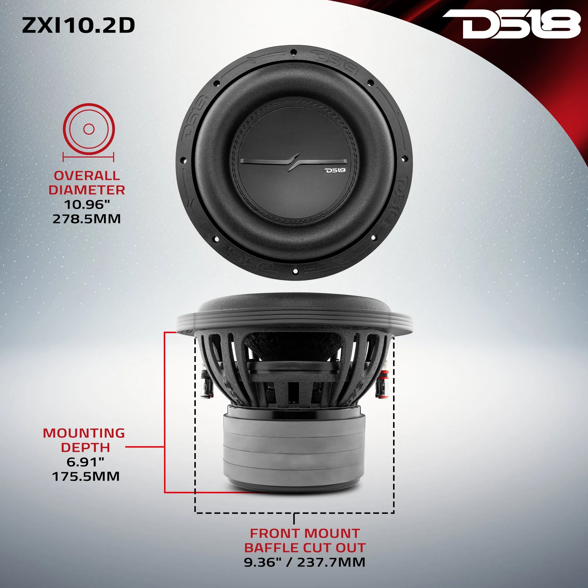 ZXI 10" High Excursion Subwoofer Quad Stacked Magnets | 800W RMS DVC 2-Ohm - Image 6