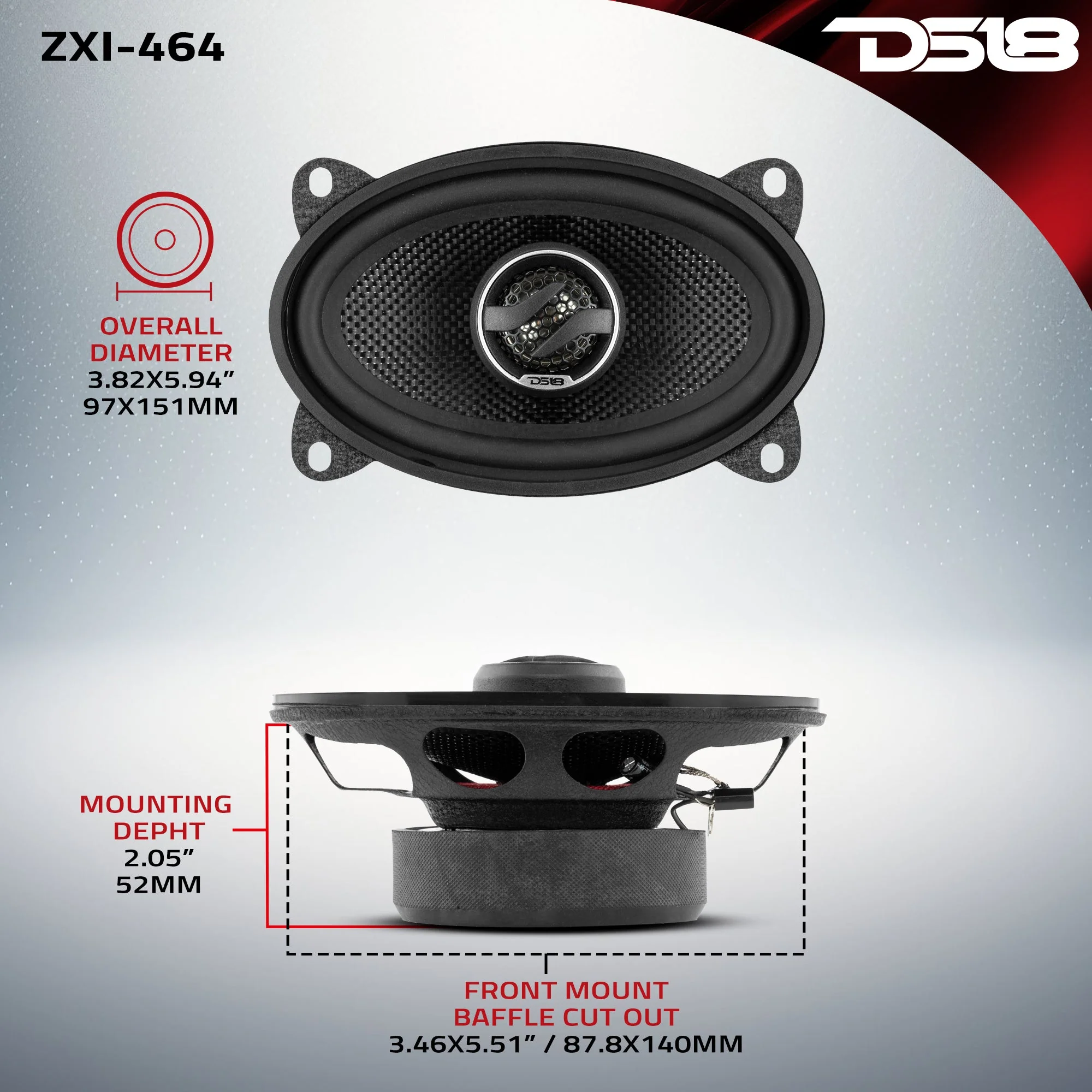 ZXI 4x6" 2-Way Coaxial Speakers with Kevlar Cone 60 Watts Rms 4-Ohm - Image 9