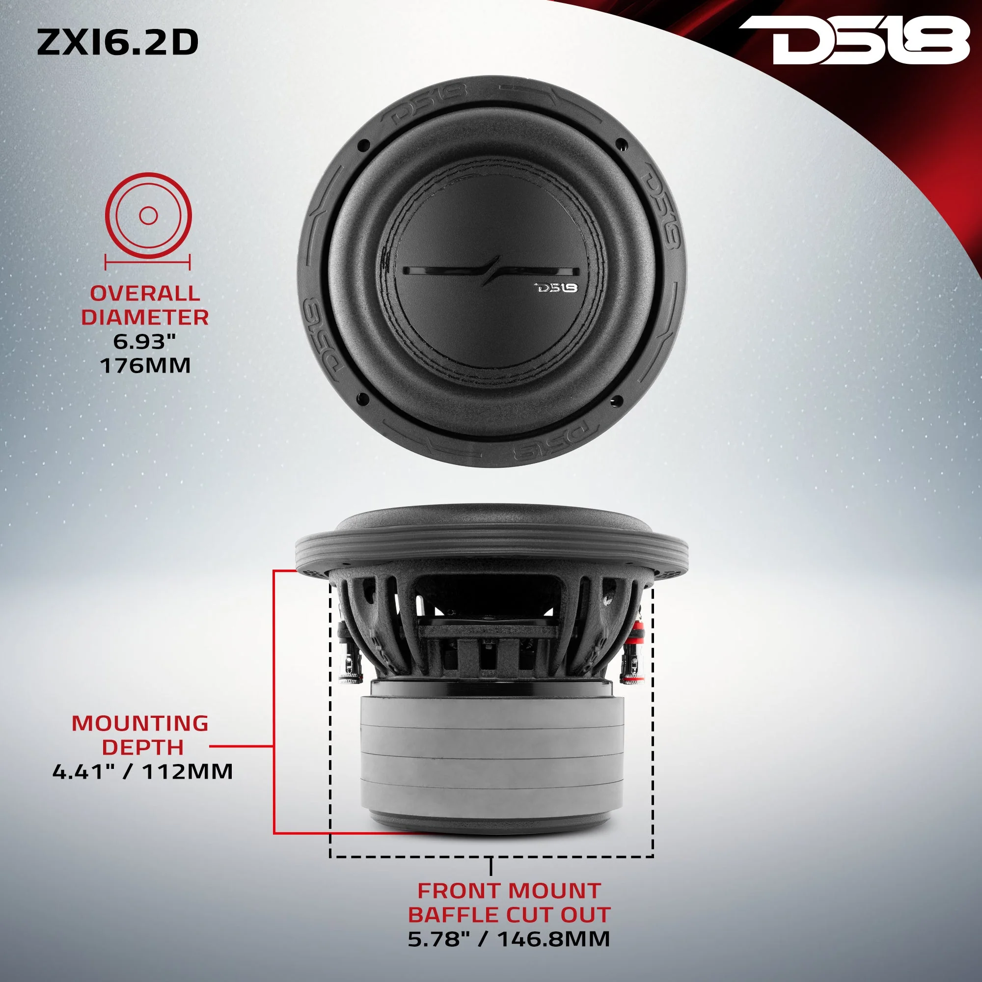 ZXI 6.5" High Excursion Subwoofer Quad Stacked Magnets 300 Watts Rms DVC 2-Ohm - Image 6