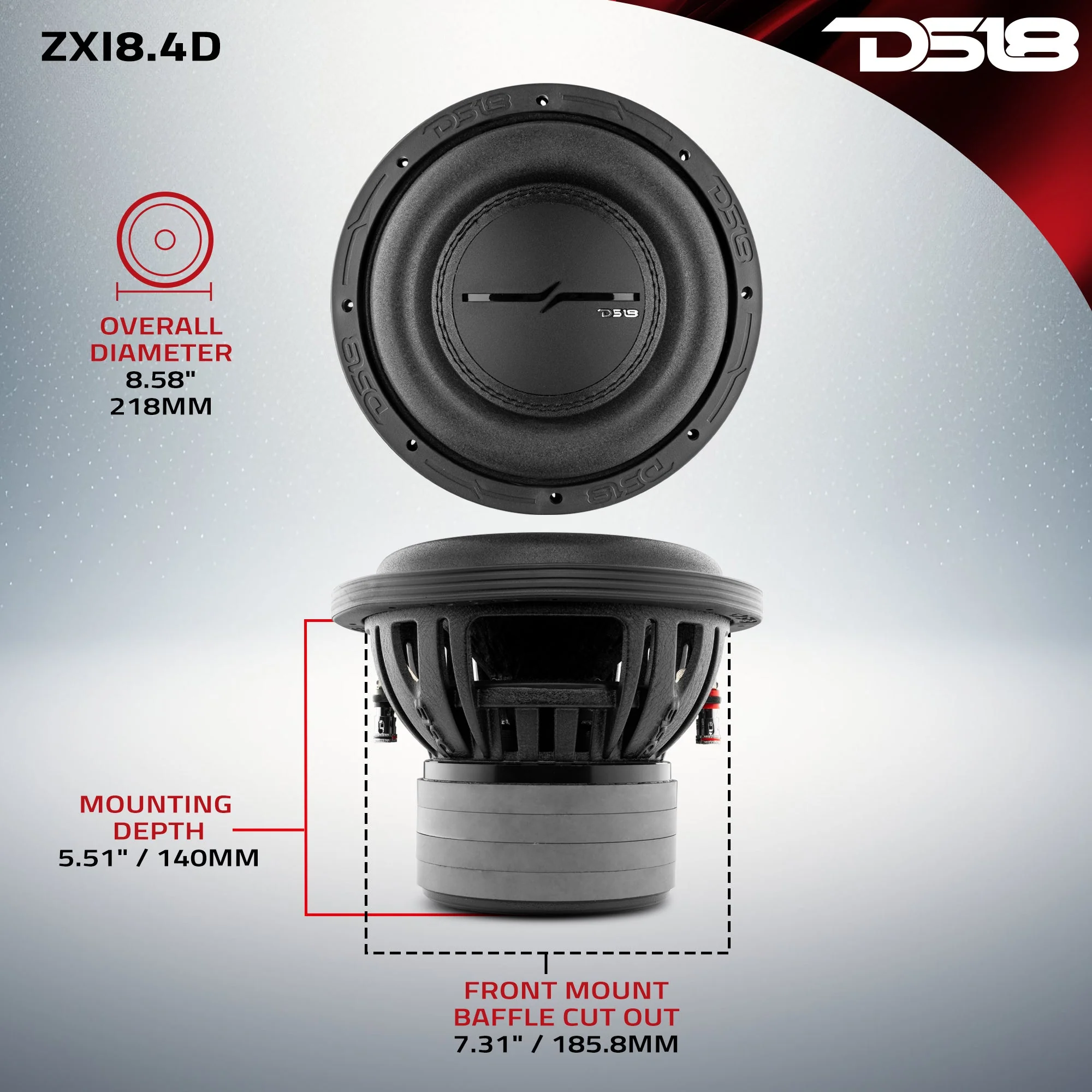 ZXI 8" High Excursion Subwoofer Quad Stacked Magnets | 600W RMS DVC 4-Ohm - Image 7